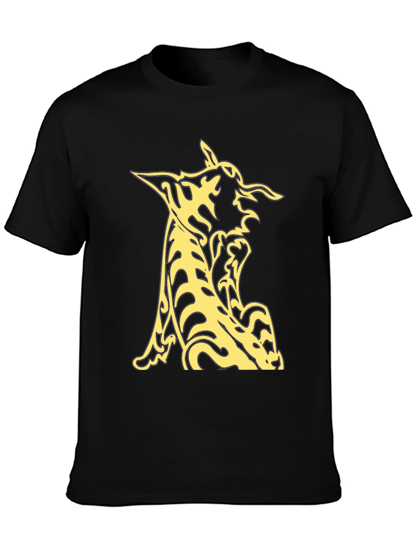 Black T-Shirt with Abstract Animal Graphic