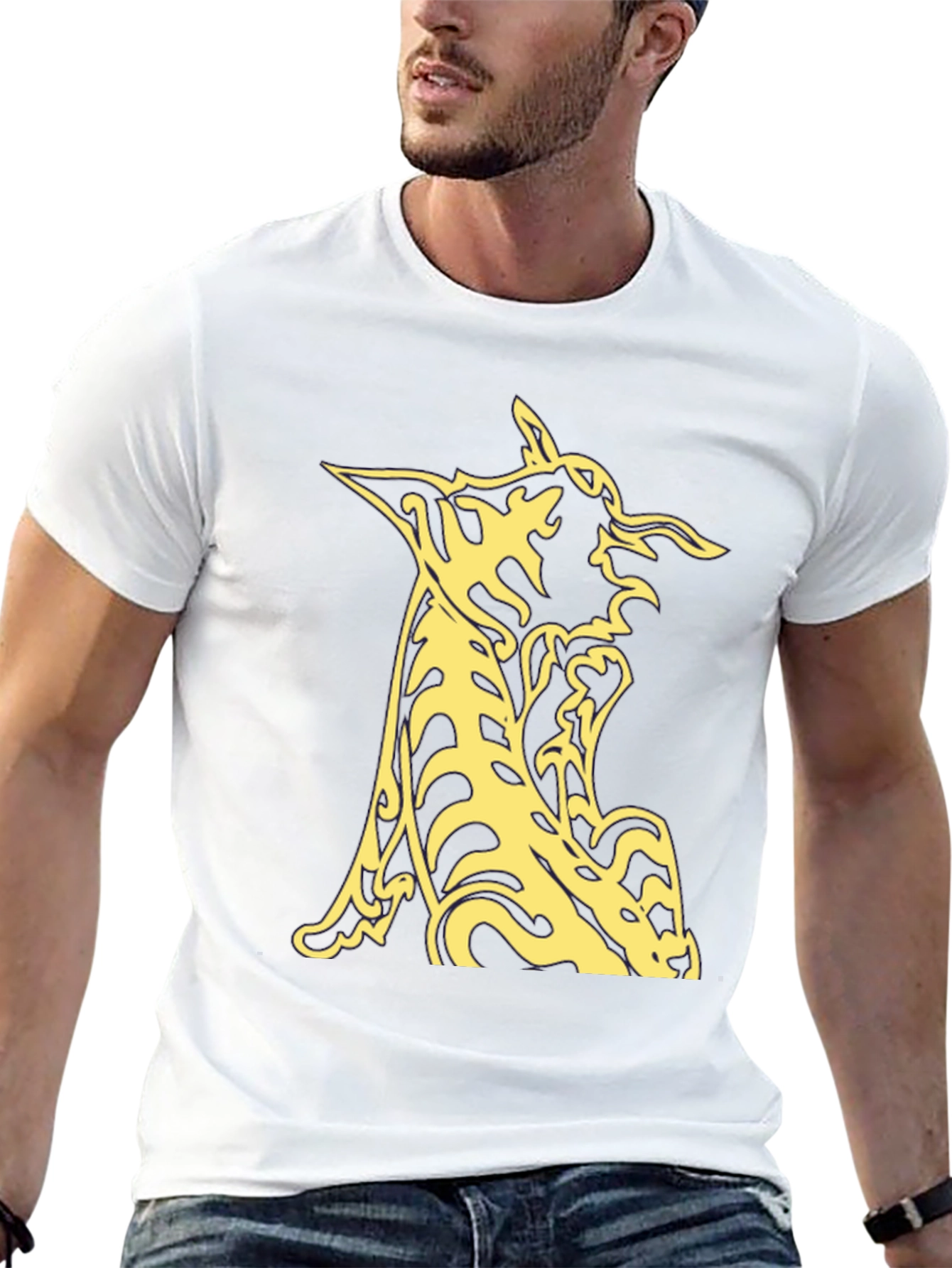 Black T-Shirt with Abstract Animal Graphic