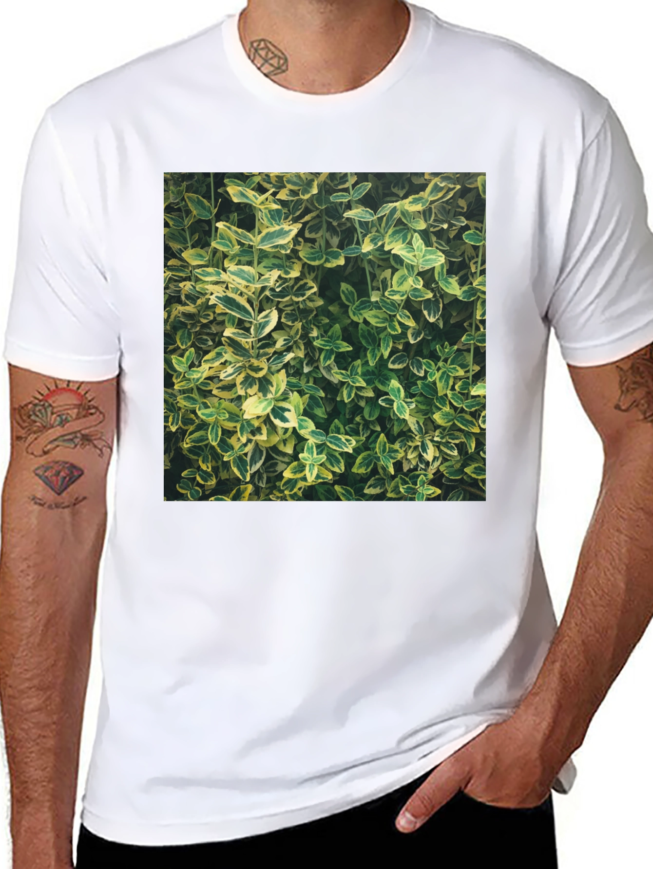 Nature Print Black T-Shirt