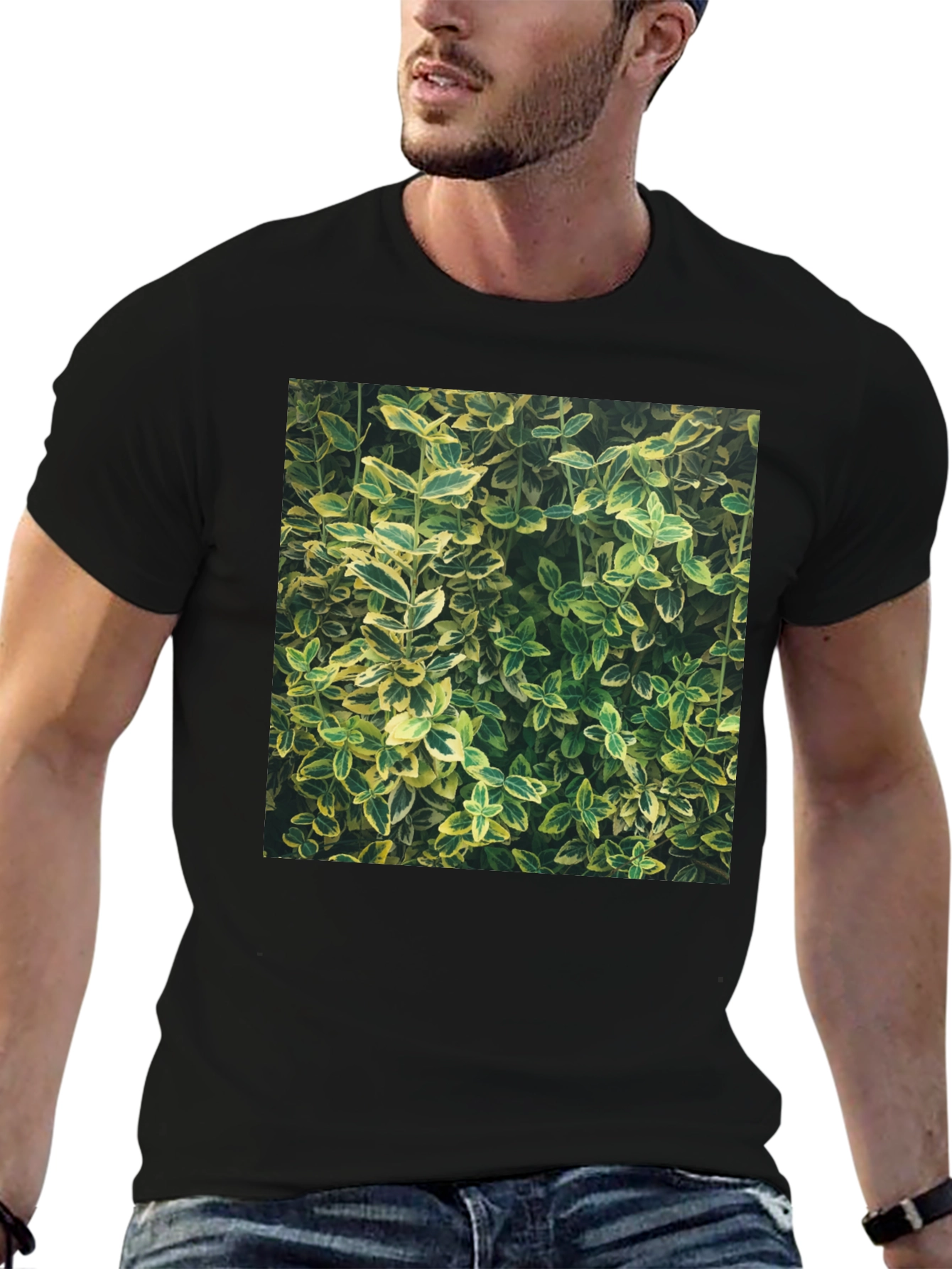 Nature Print Black T-Shirt