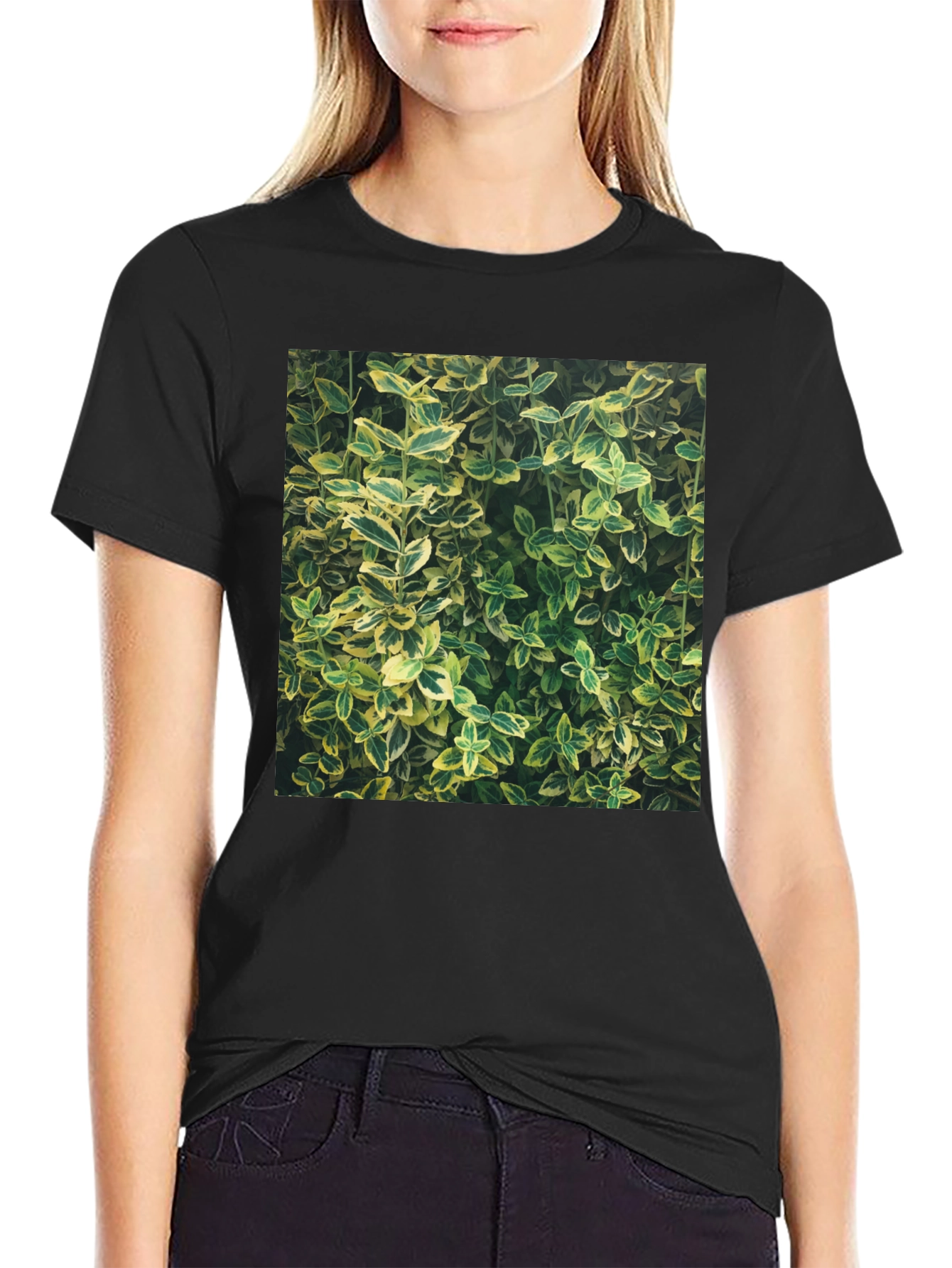 Nature Print Black T-Shirt