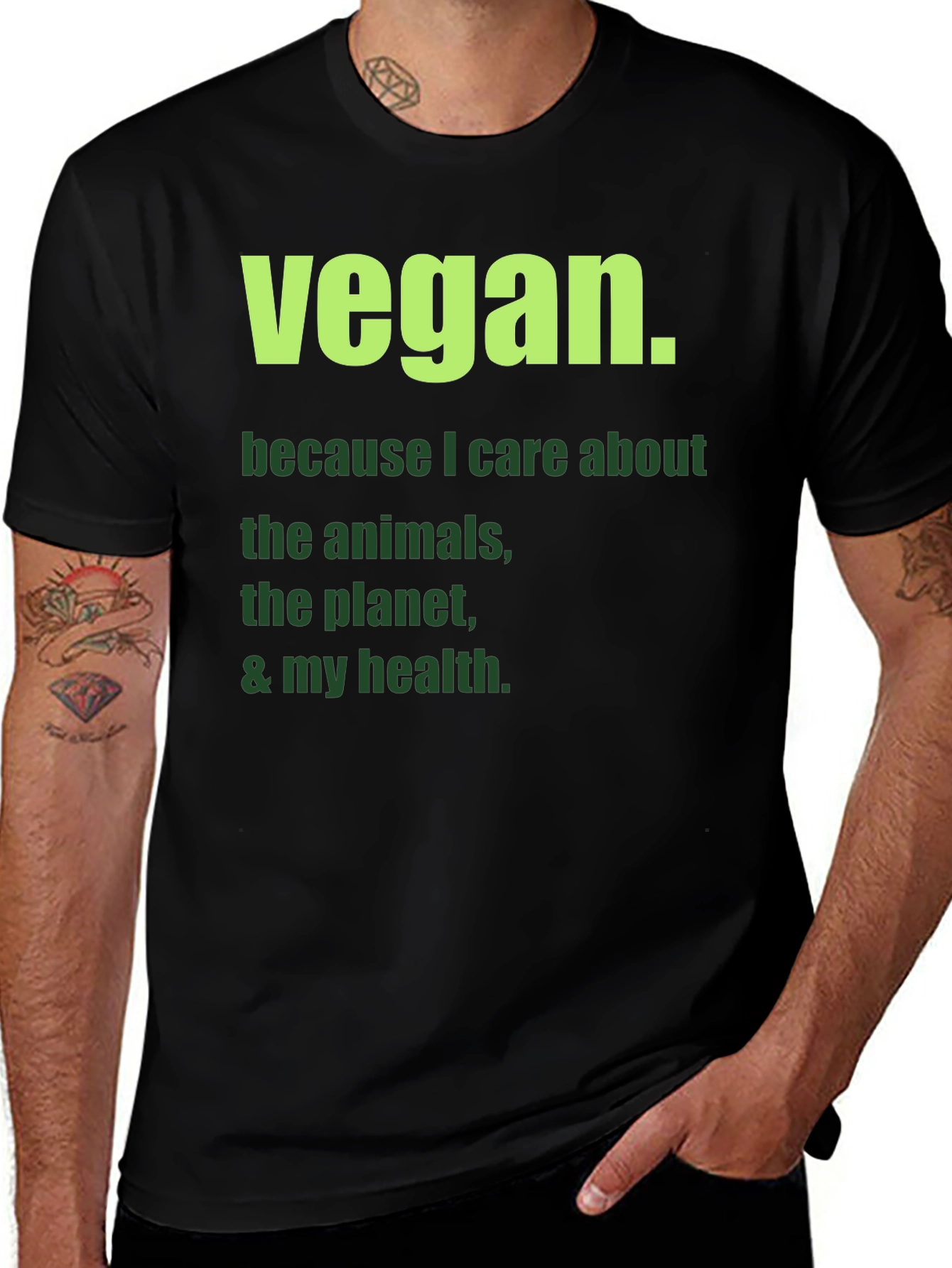 Vegan Statement T-Shirt: Care About Animals & Planet!