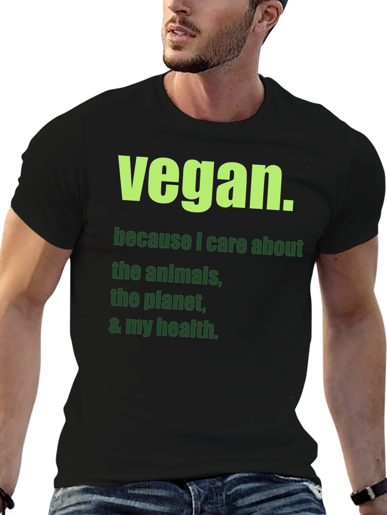 Vegan Statement T-Shirt: Care About Animals & Planet!