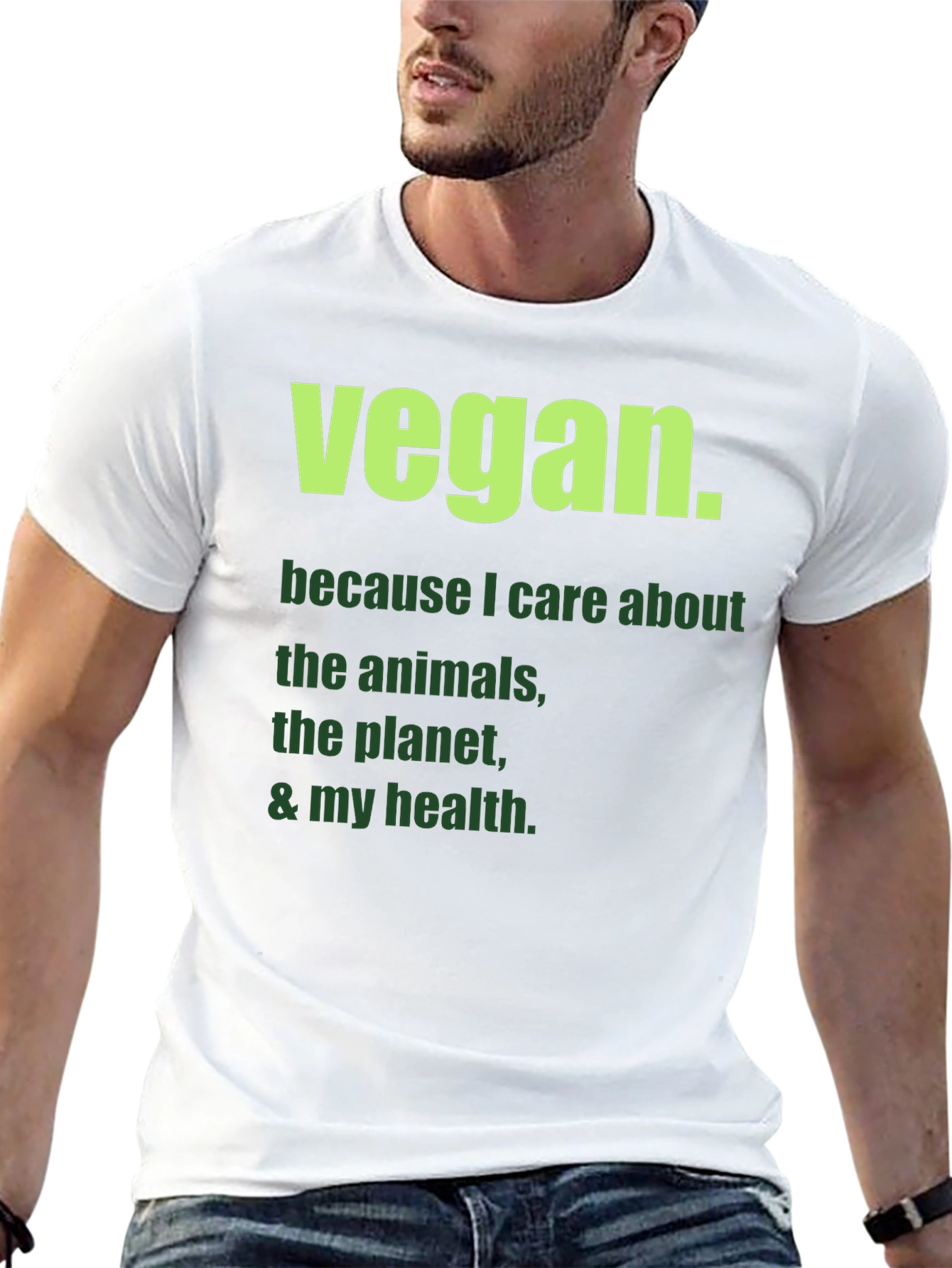 Vegan Statement T-Shirt: Care About Animals & Planet!