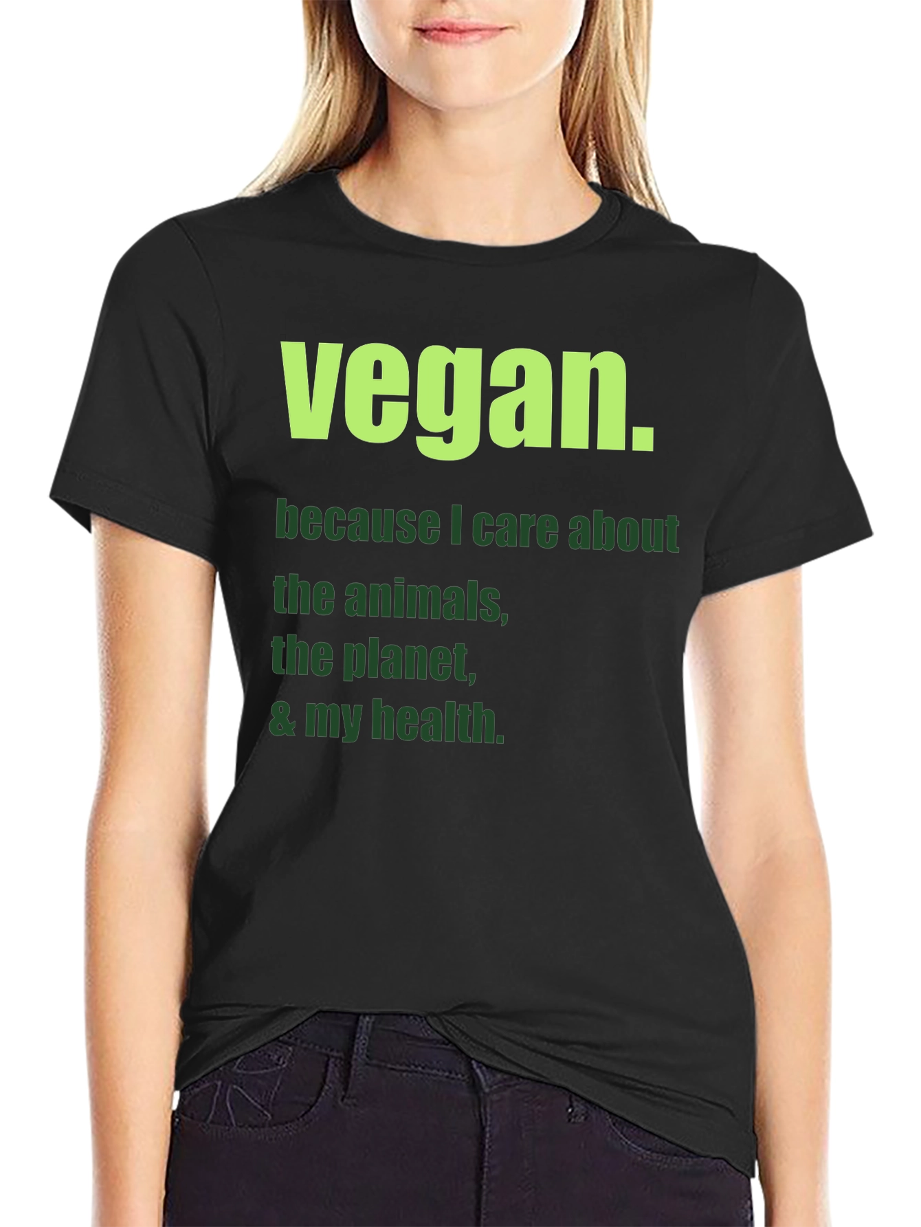 Vegan Statement T-Shirt: Care About Animals & Planet!