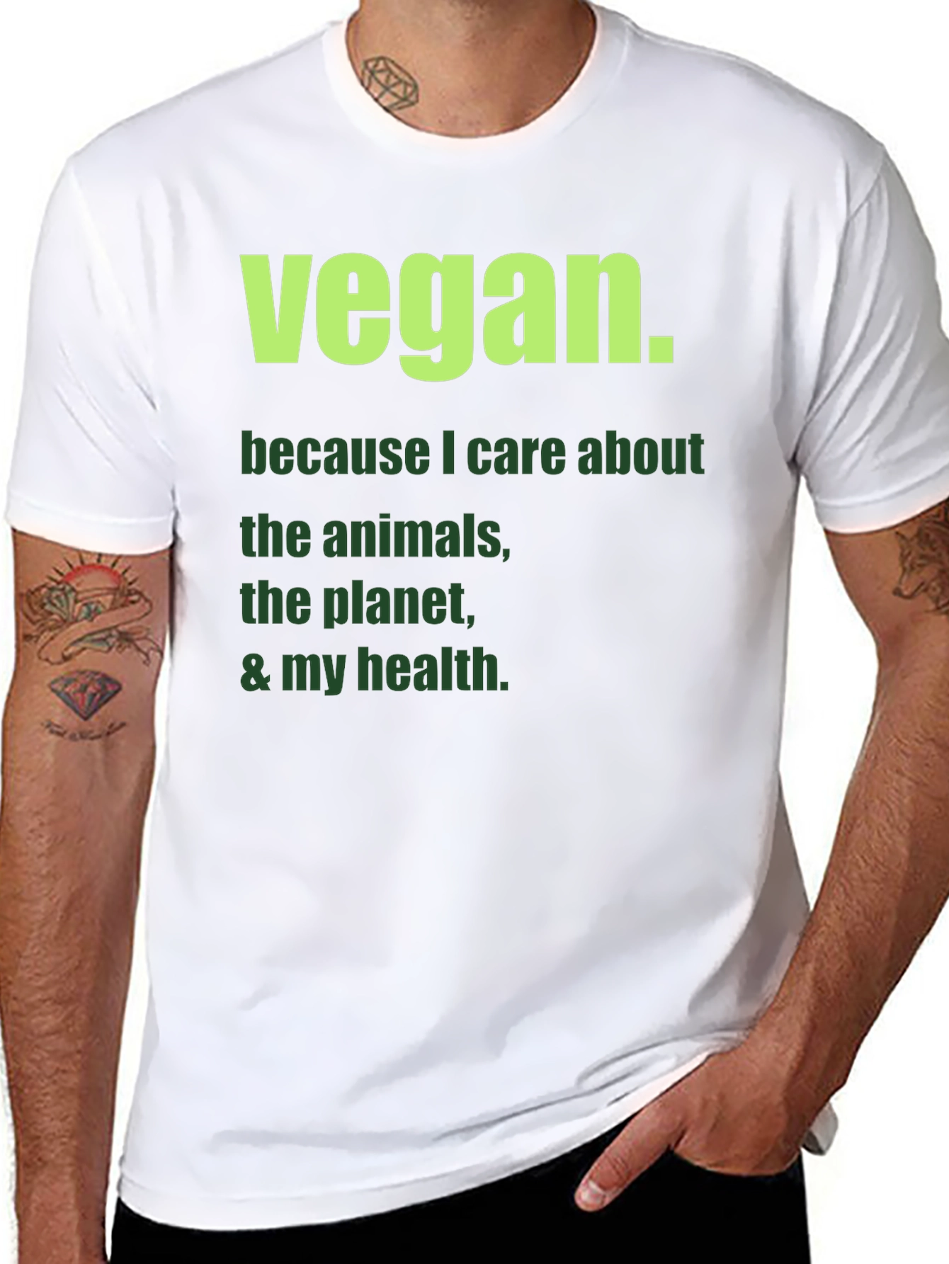 Vegan Statement T-Shirt: Care About Animals & Planet!