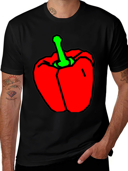 Red Pepper Graphic Tee - Bold & Fun Black T-Shirt