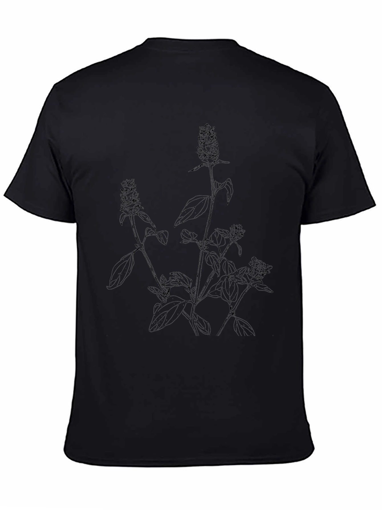 Botanical Print Black T-Shirt - Mens