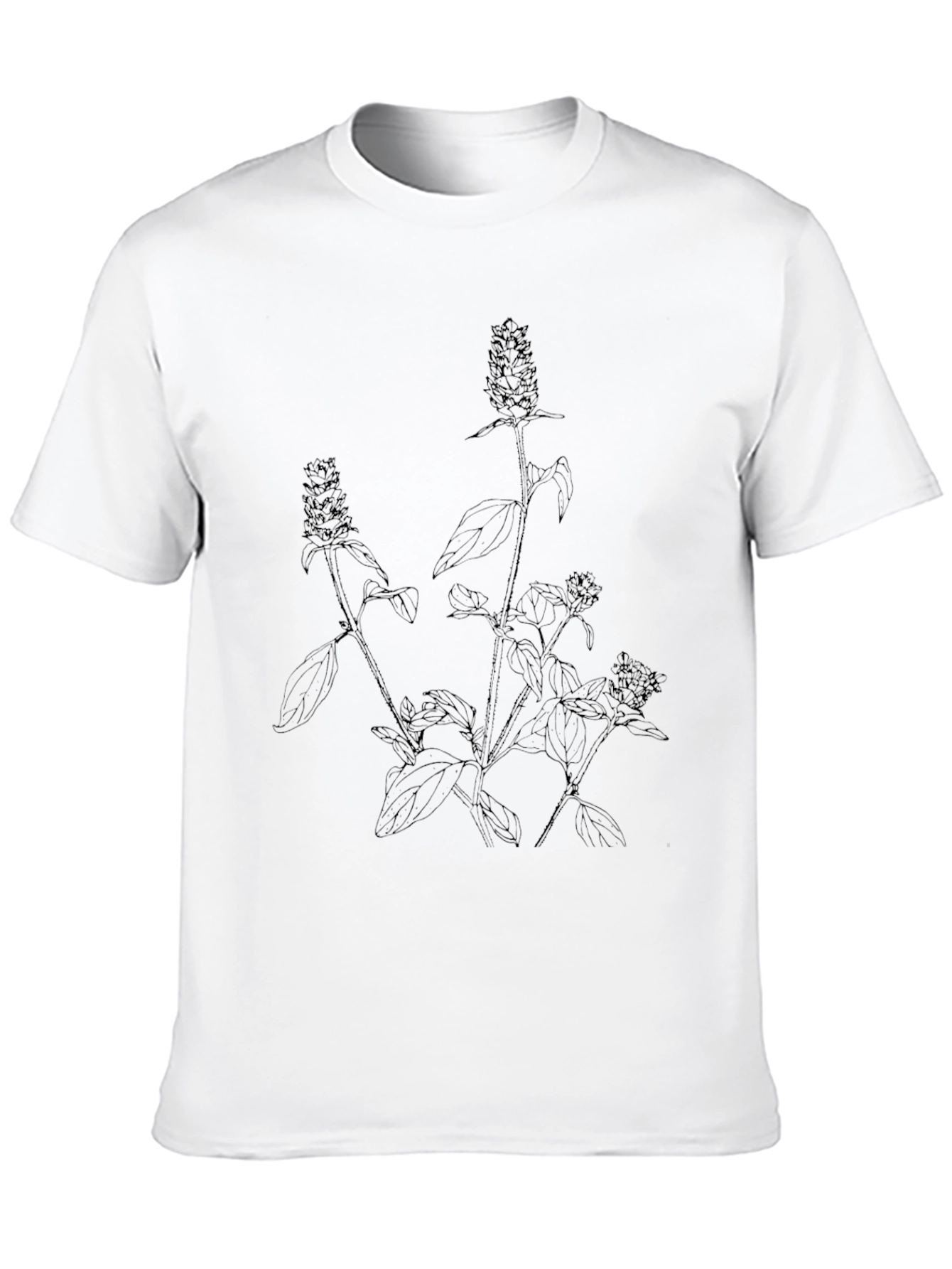 Botanical Print Black T-Shirt - Mens