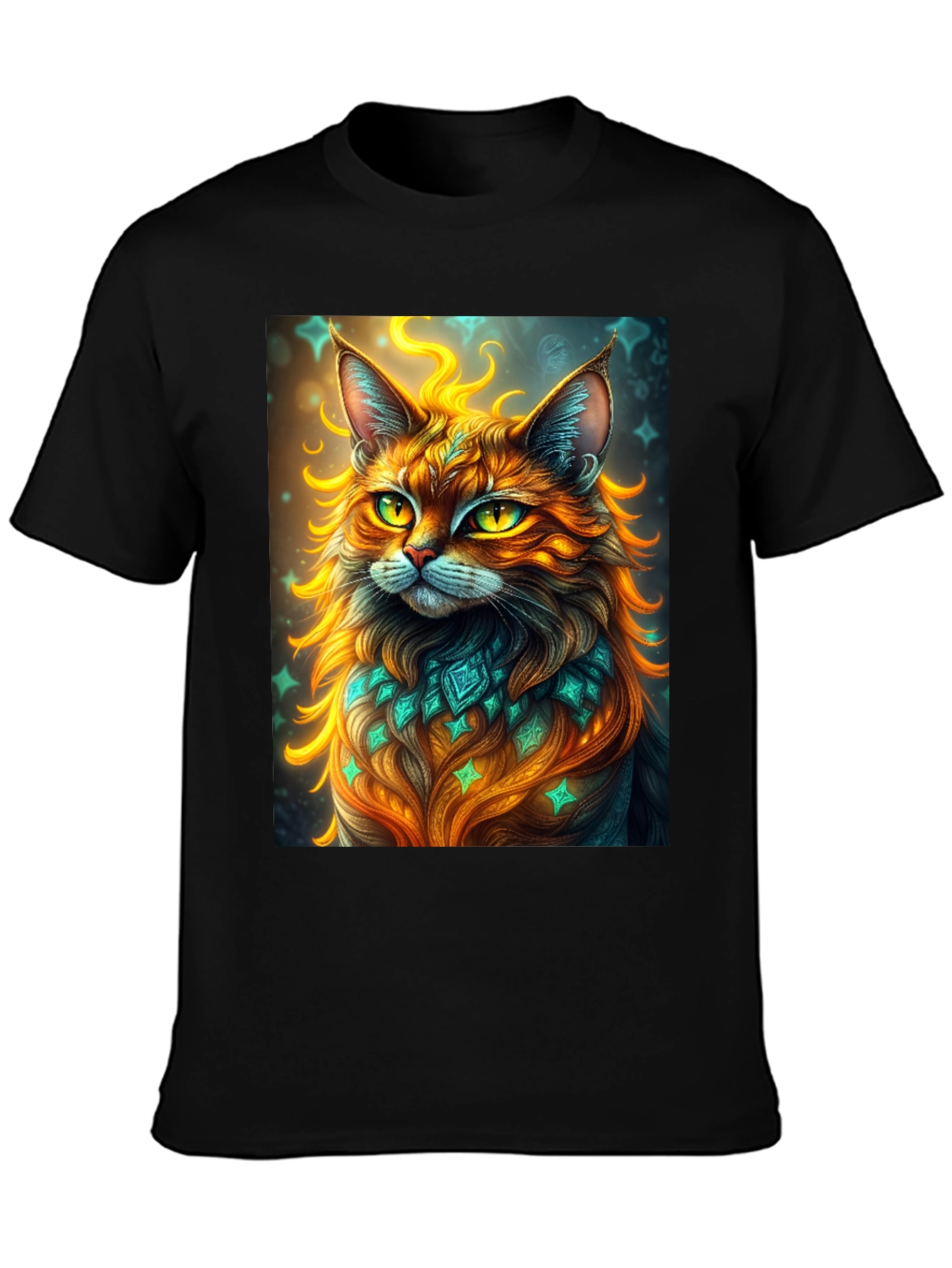 Mystic Cat Graphic Tee - Unique Artistic Design