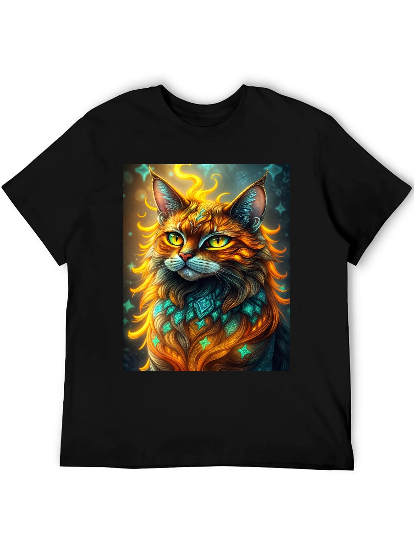 Mystic Cat Graphic Tee - Unique Artistic Design