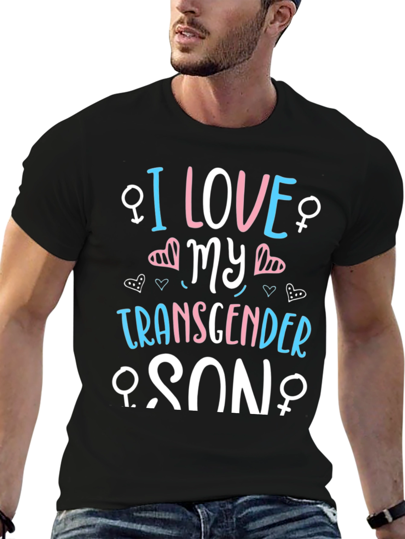 I Love My Transgender Son Black T-Shirt