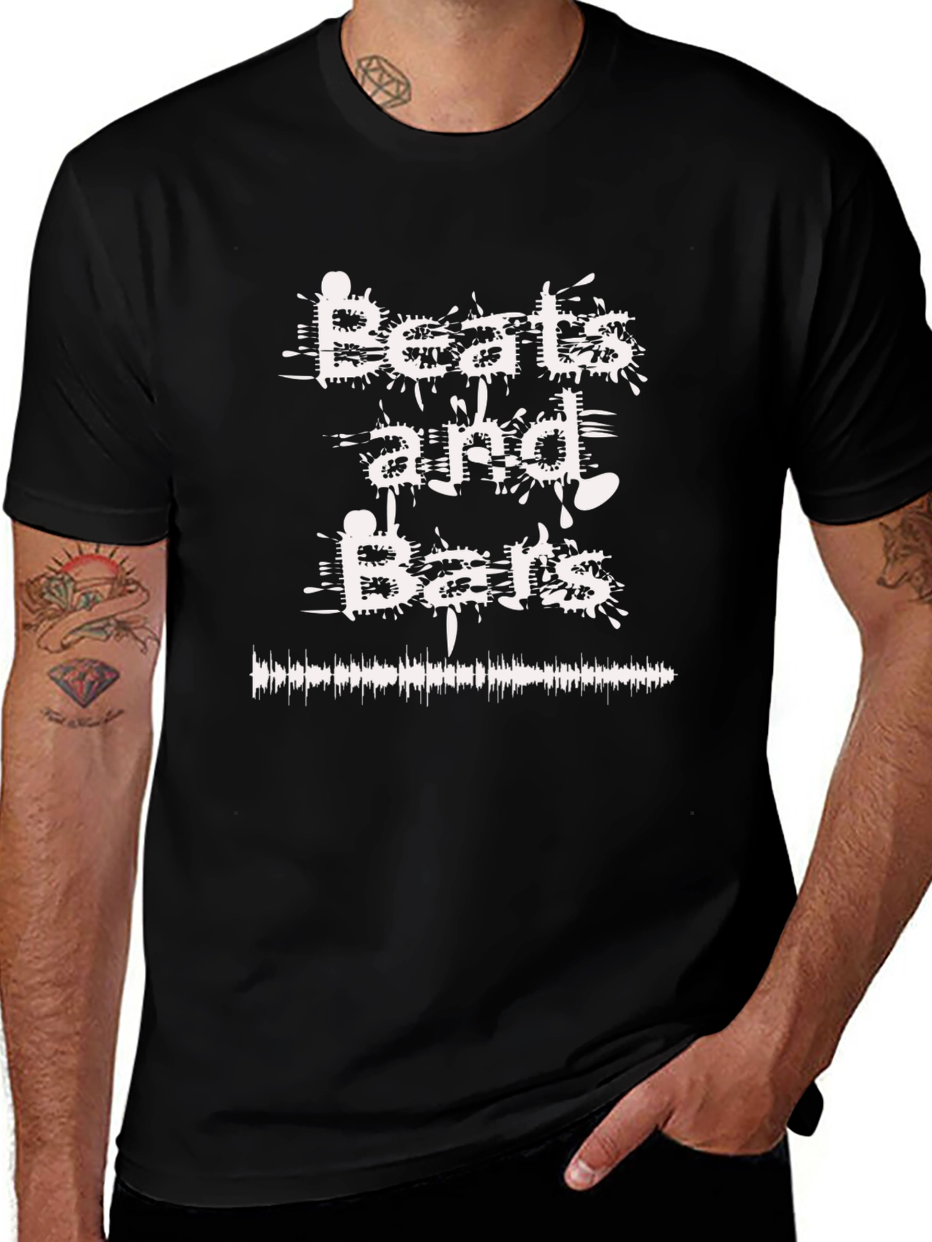 Beats and Bars Graphic T-Shirt - Black