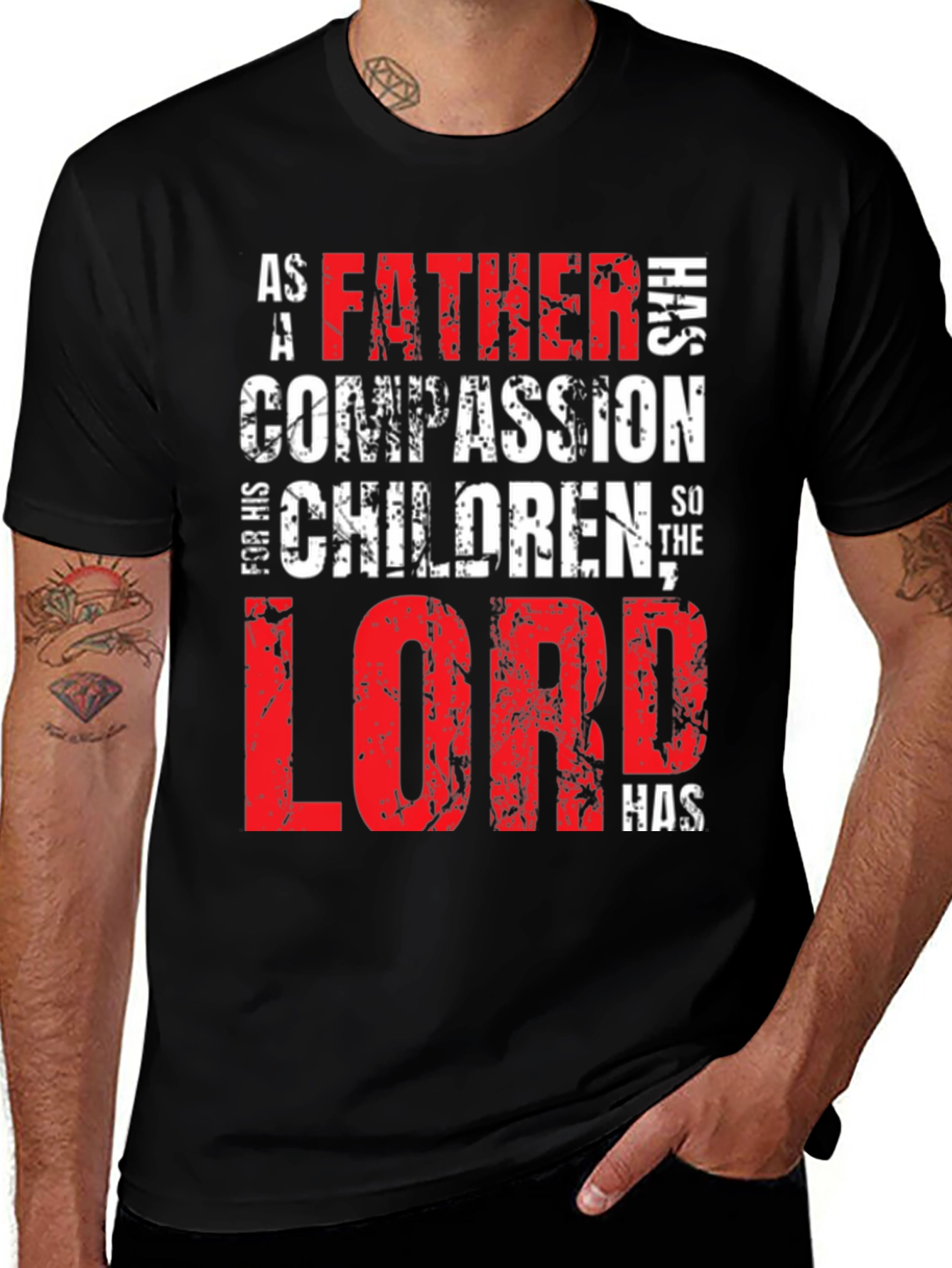 Father Lord Has Compassion Black T-Shirt