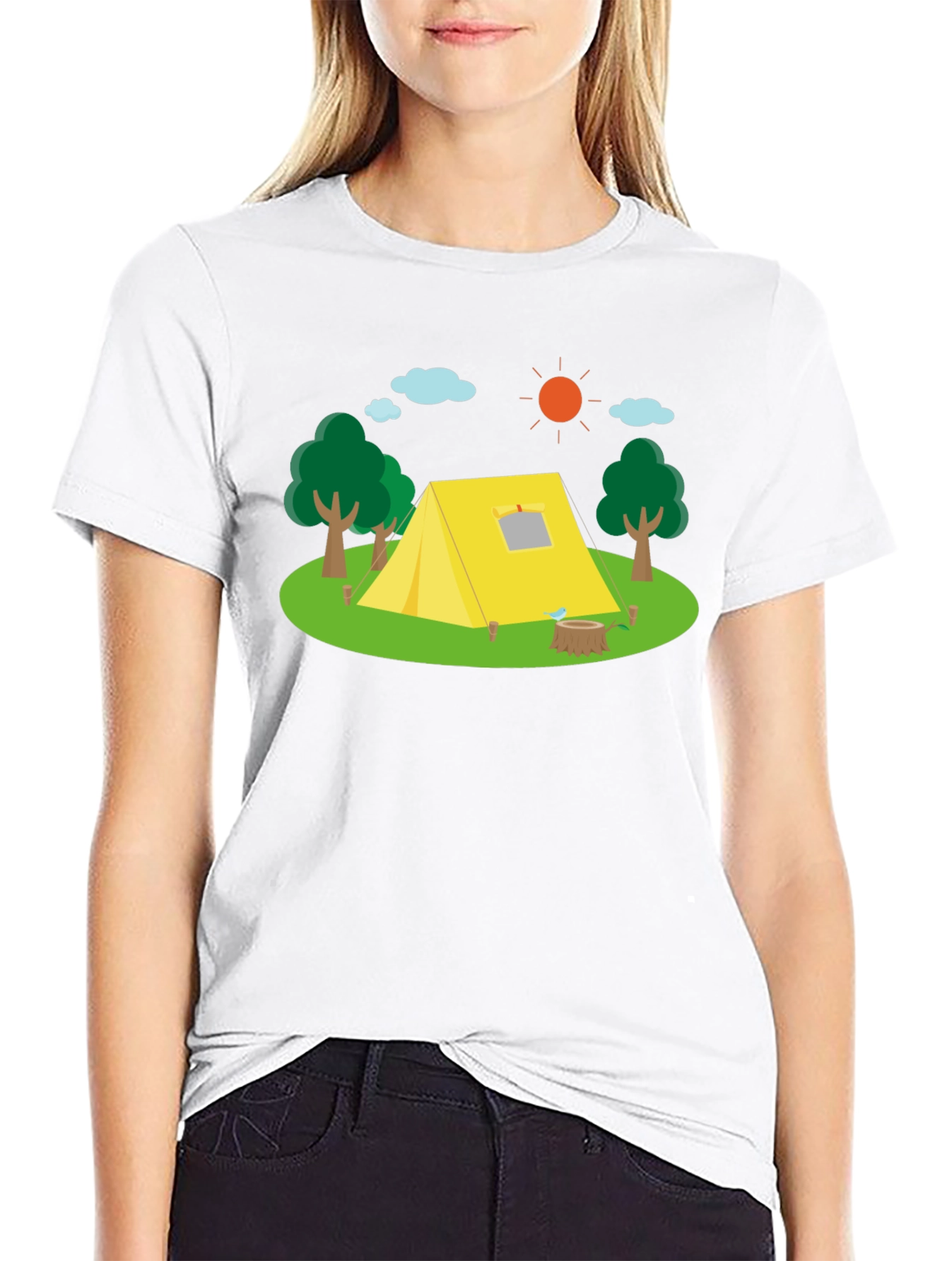 Camping Scene Black T-Shirt
