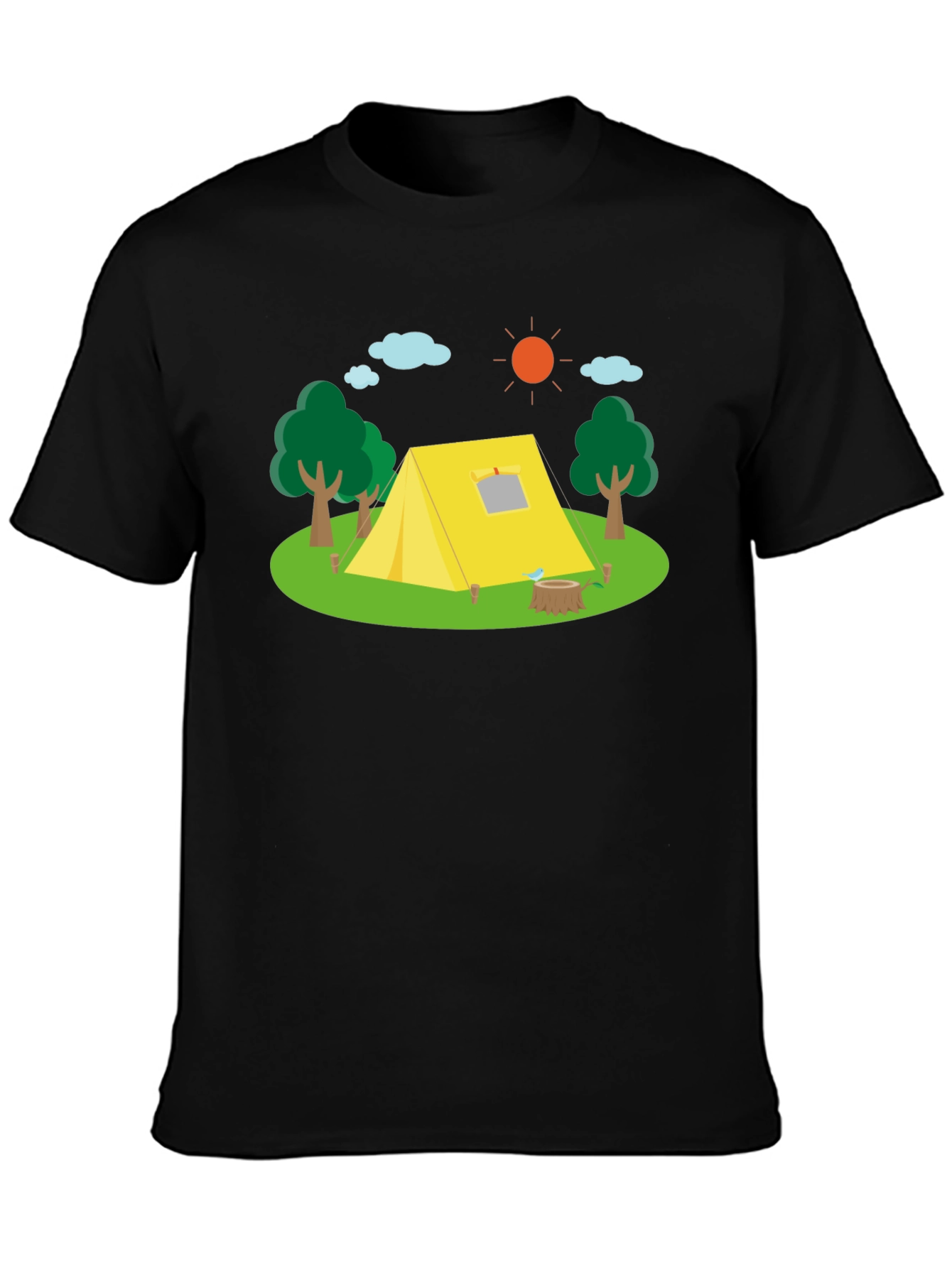 Camping Scene Black T-Shirt