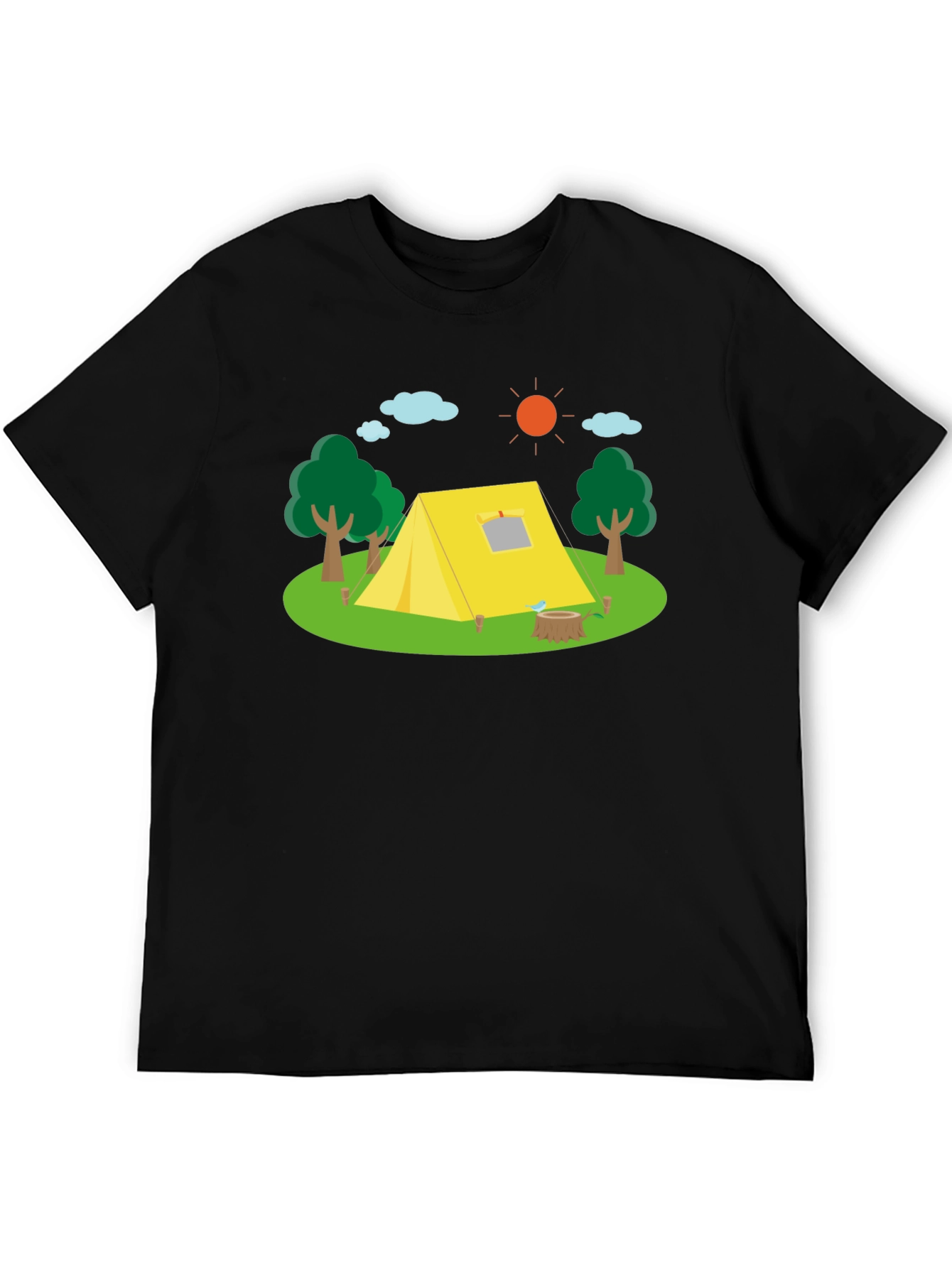 Camping Scene Black T-Shirt