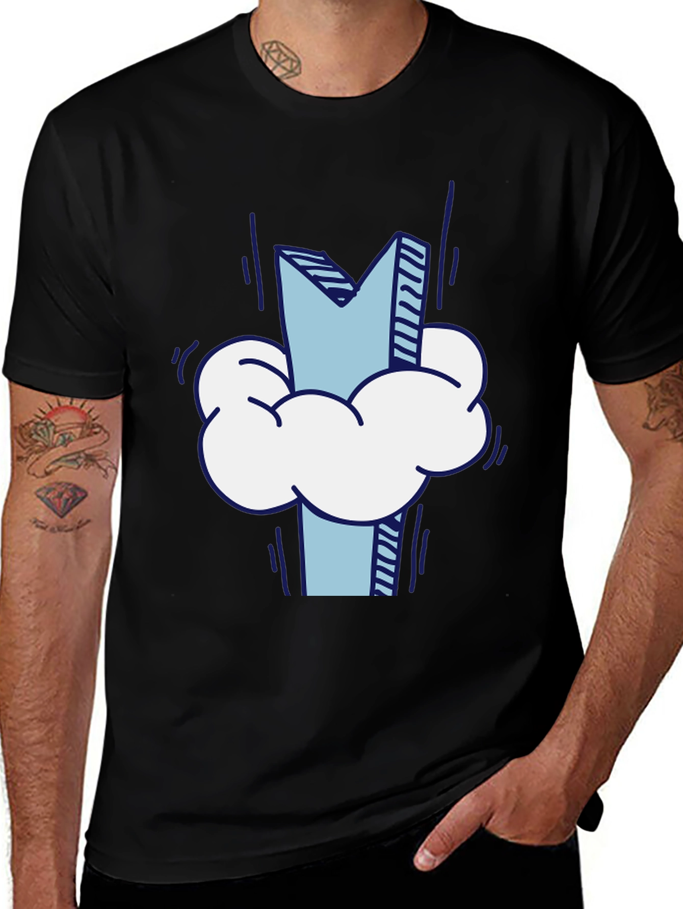 Cloud Letter Tee - Stylish Graphic Print T-Shirt