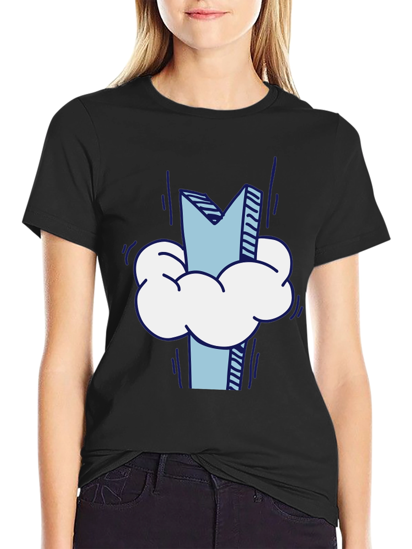 Cloud Letter Tee - Stylish Graphic Print T-Shirt