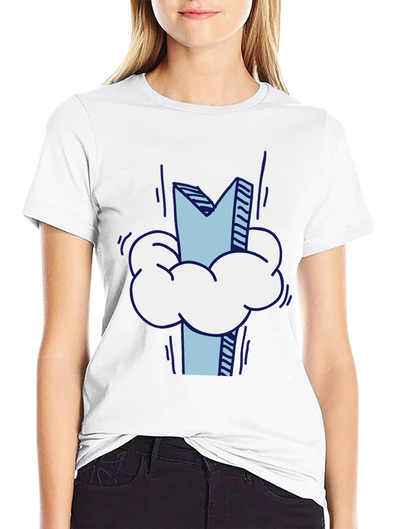 Cloud Letter Tee - Stylish Graphic Print T-Shirt