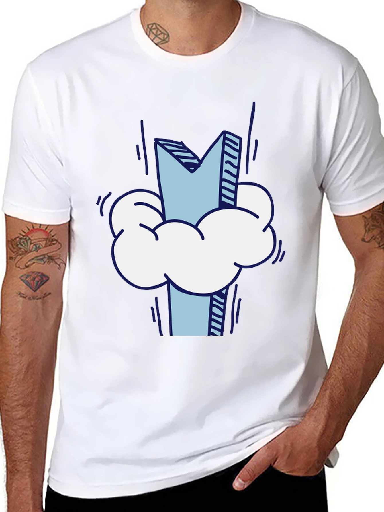Cloud Letter Tee - Stylish Graphic Print T-Shirt