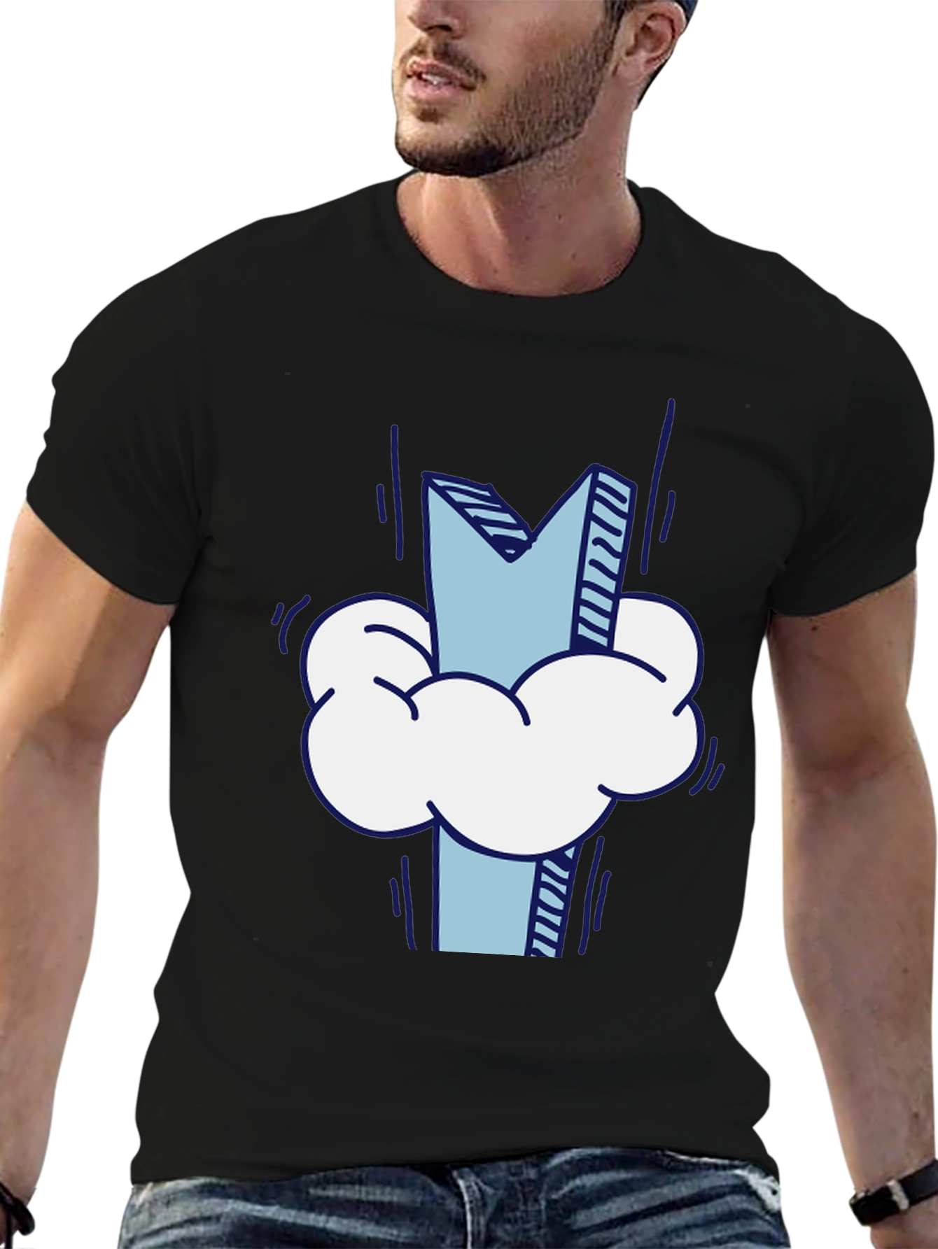 Cloud Letter Tee - Stylish Graphic Print T-Shirt