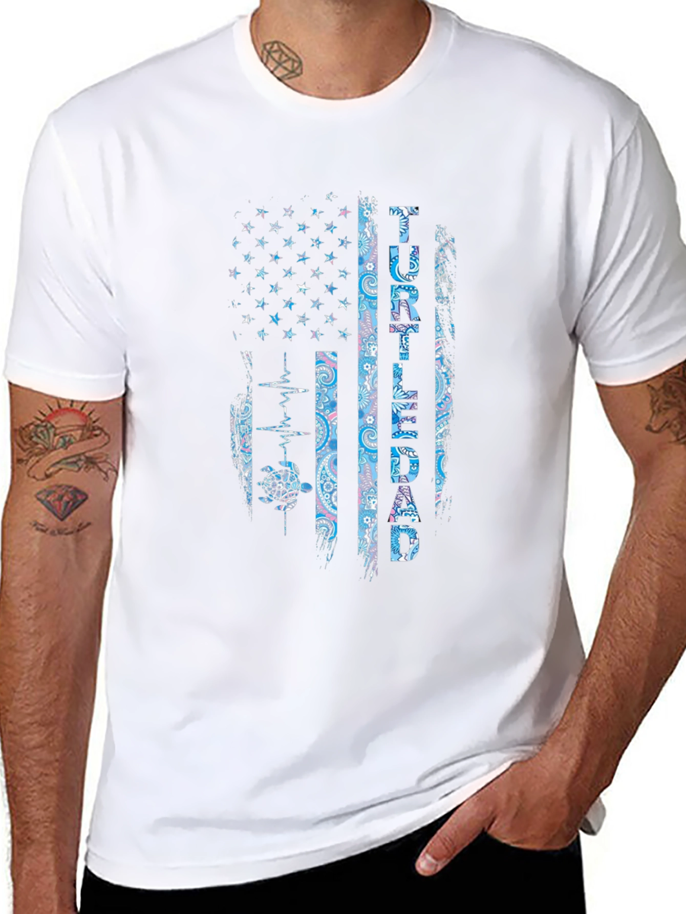 Turtle Dad American Flag T-Shirt