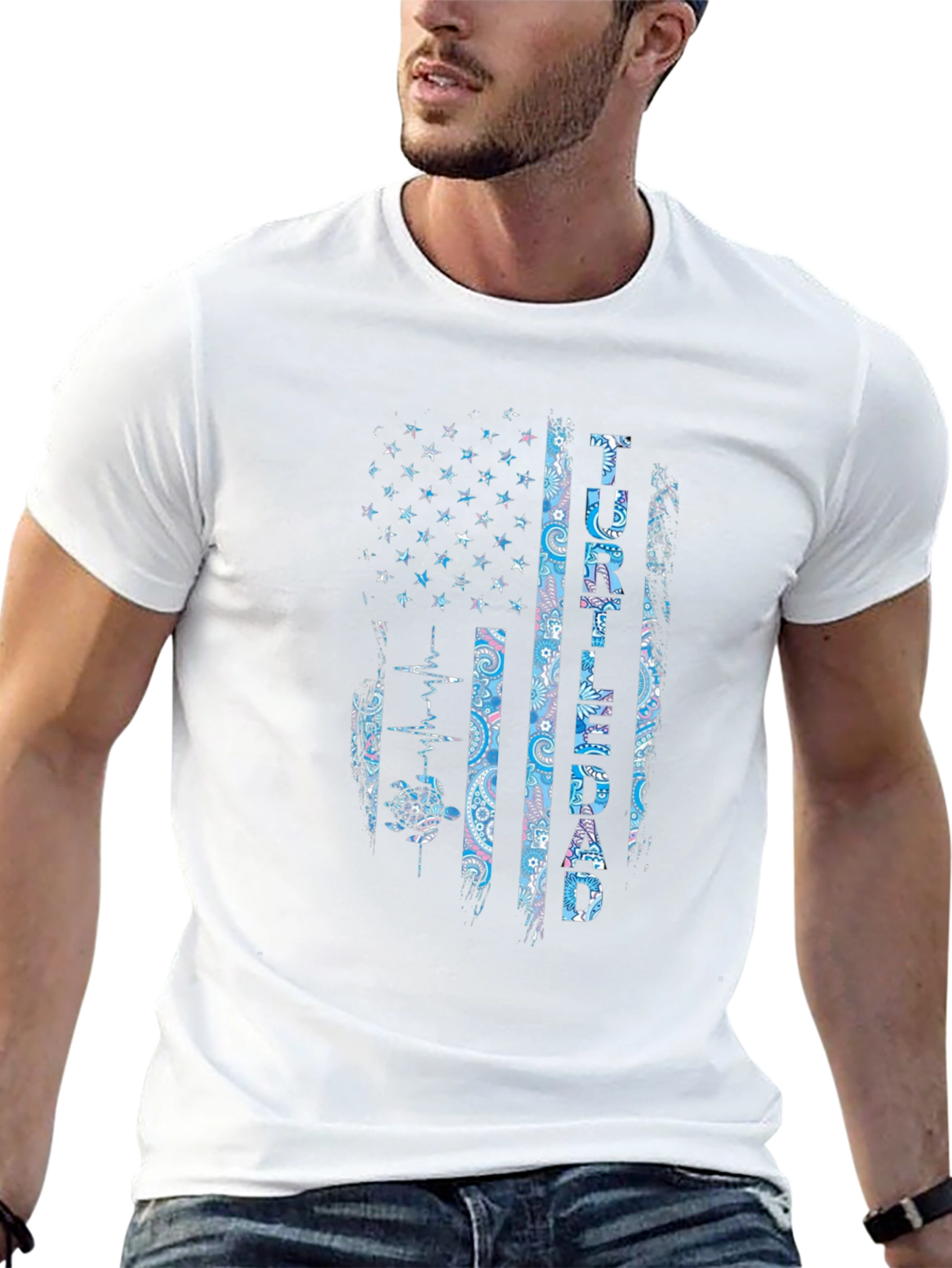 Turtle Dad American Flag T-Shirt