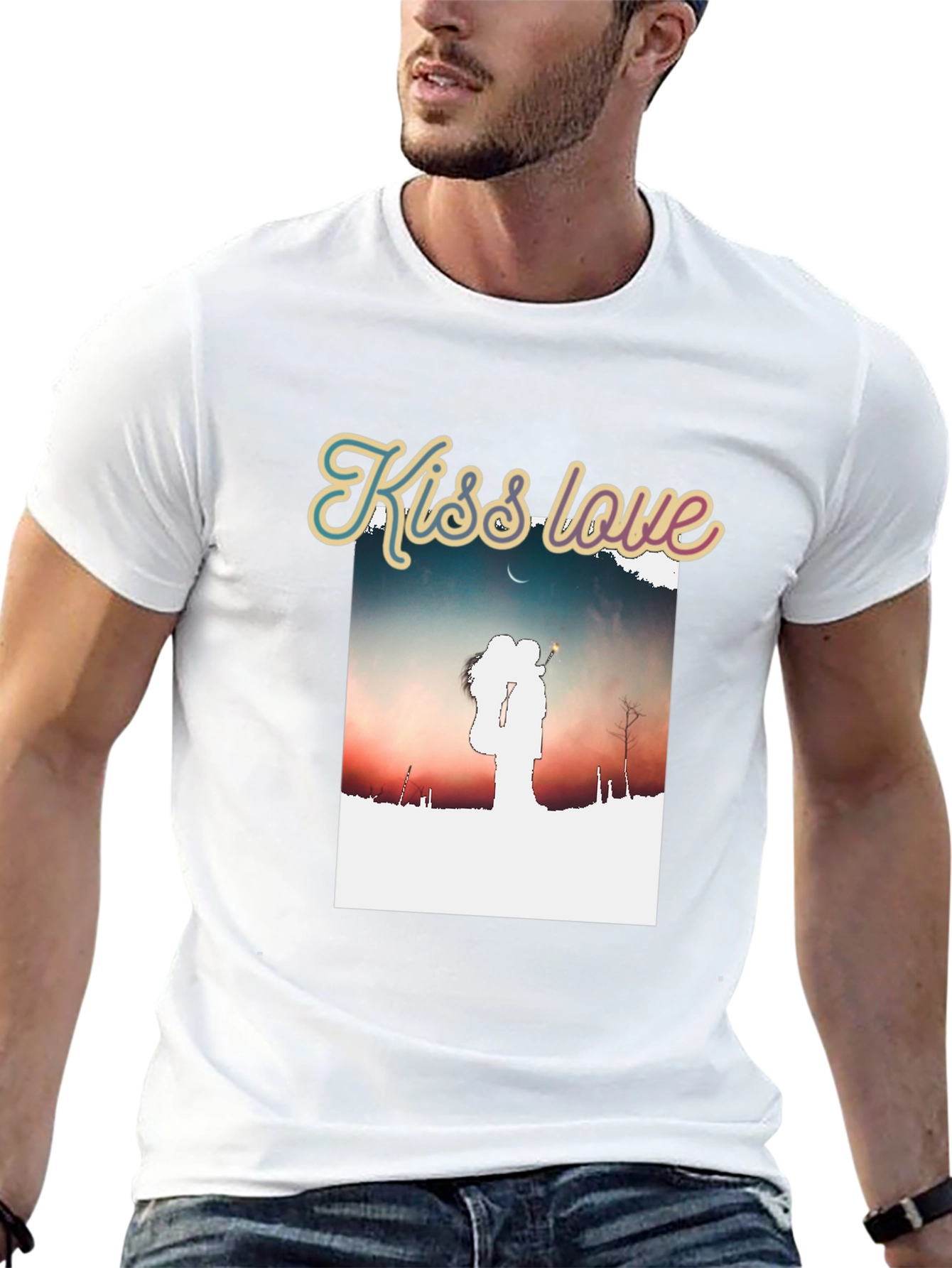 Kiss Love Graphic Black T-Shirt