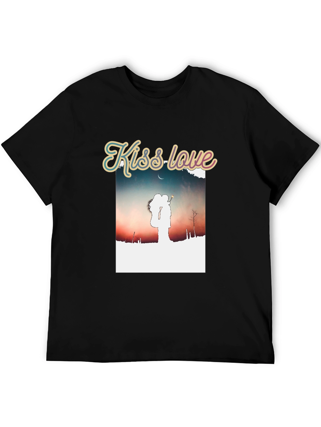 Kiss Love Graphic Black T-Shirt