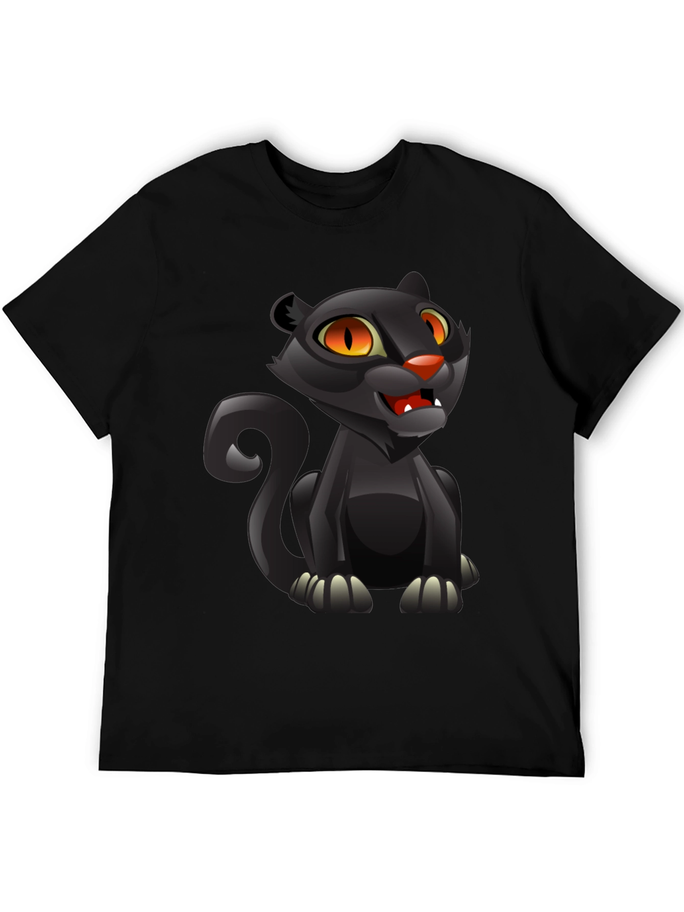 Cartoon Black Panther Graphic T-Shirt