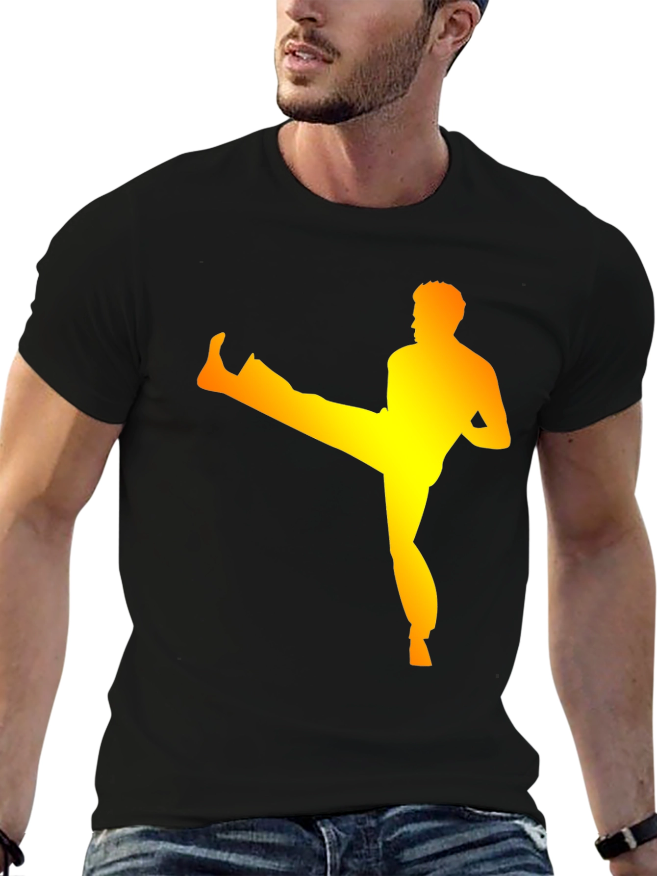 Karate Kick Graphic T-Shirt - Black