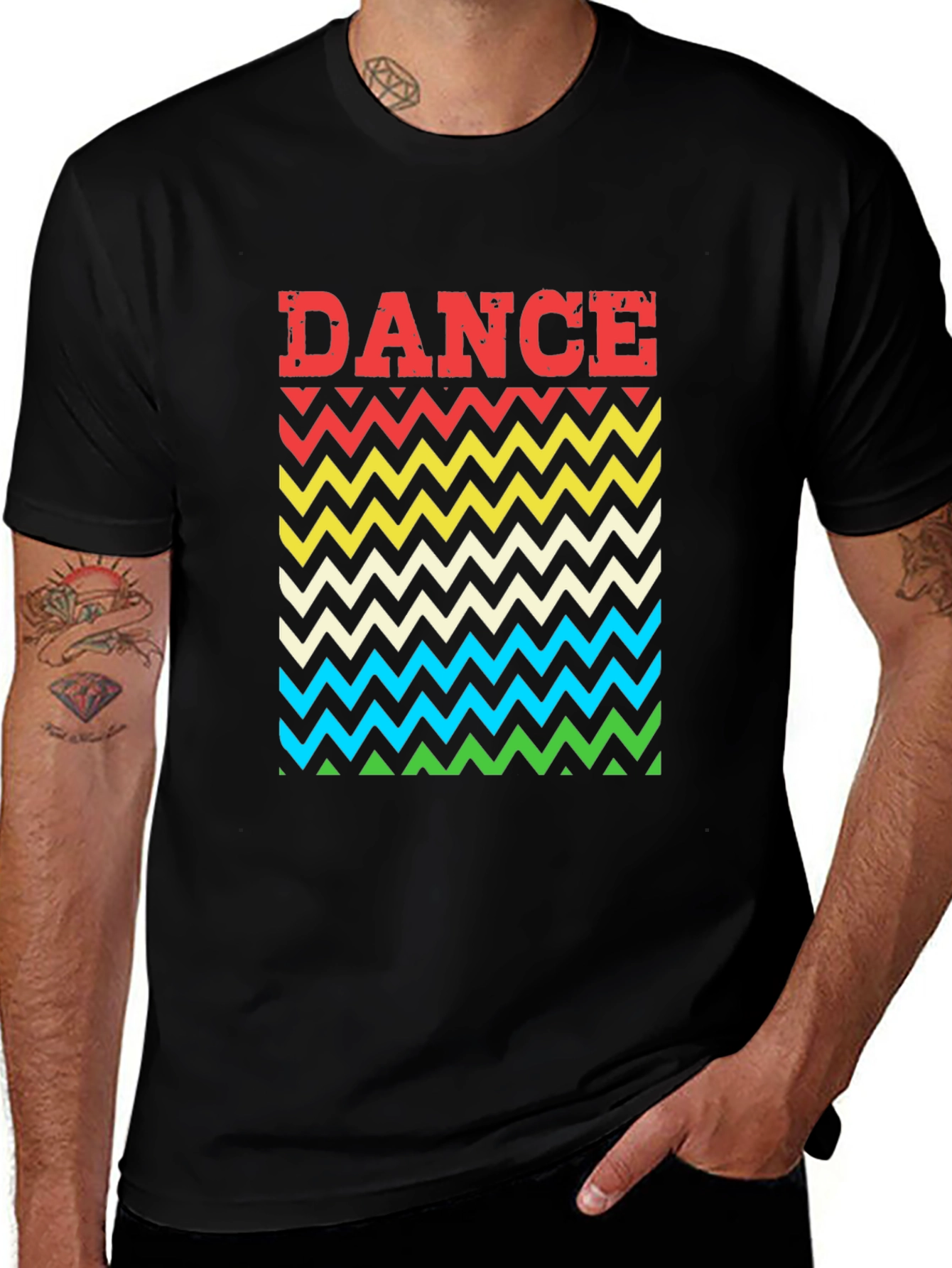 Retro Dance Chevron T-Shirt - Black