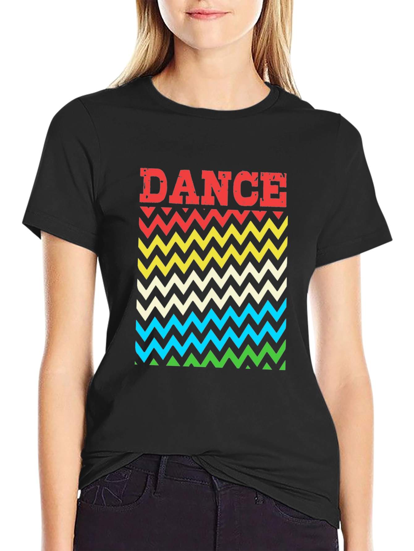 Retro Dance Chevron T-Shirt - Black