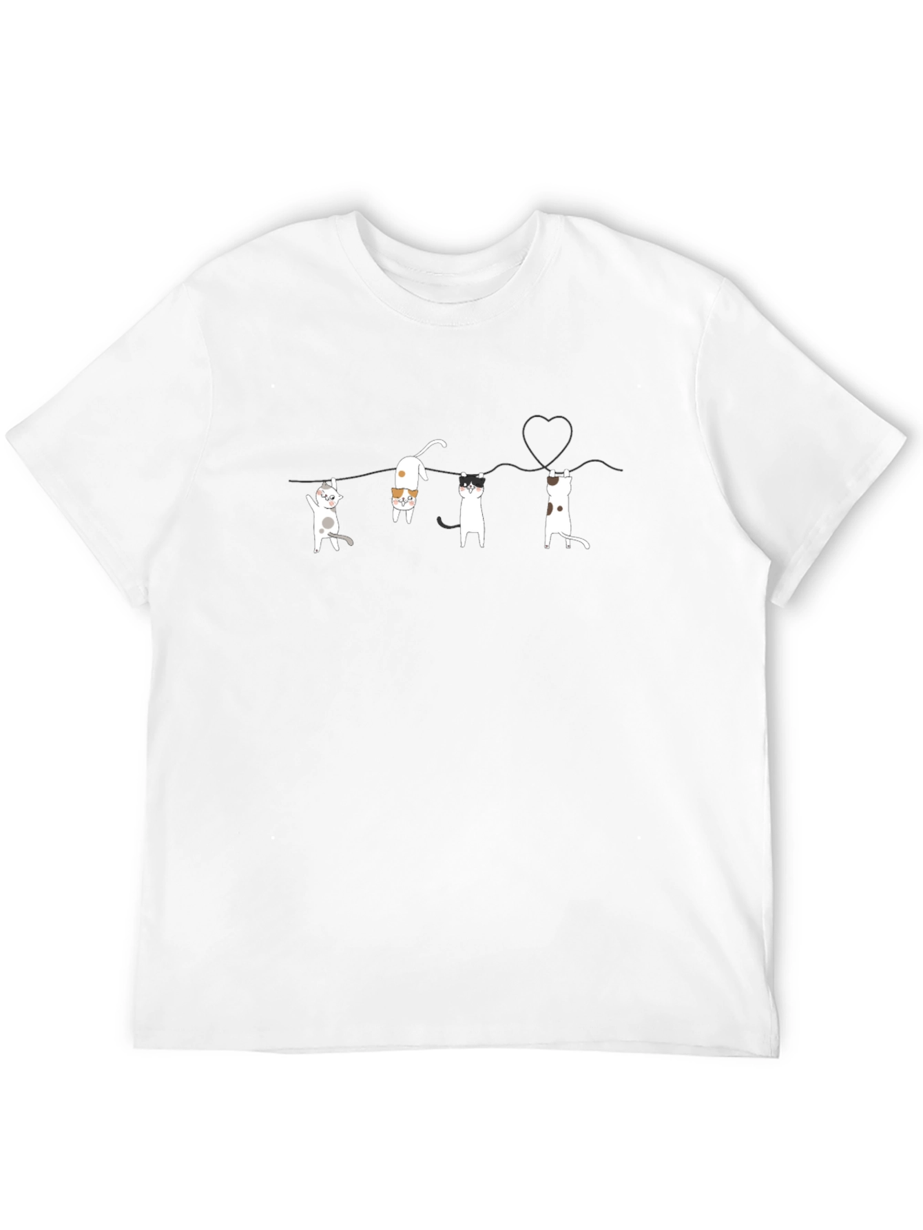 Cat Line Art Black T-Shirt