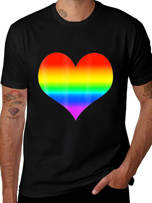 Rainbow Heart Graphic Black T-Shirt