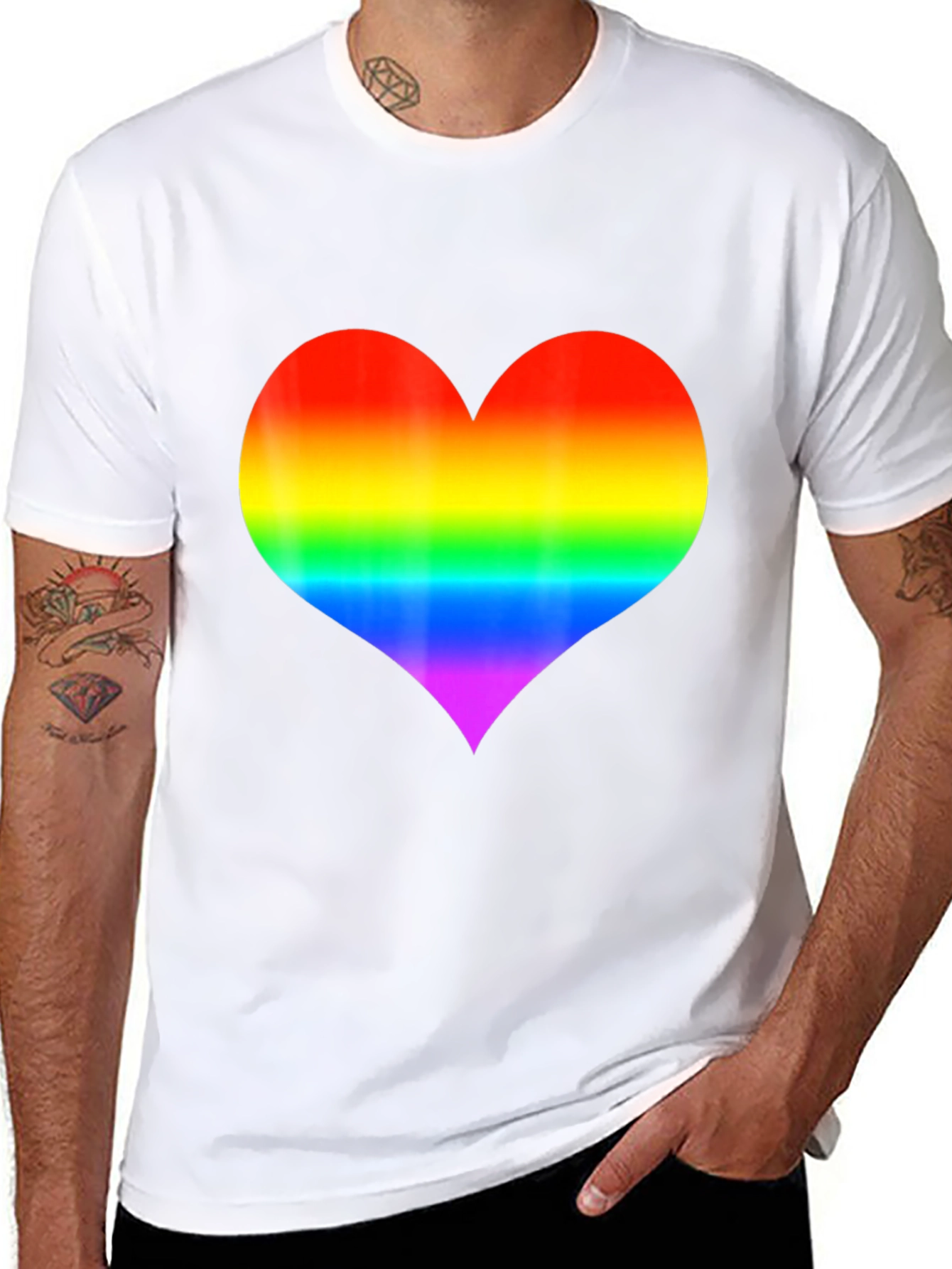 Rainbow Heart Graphic Black T-Shirt