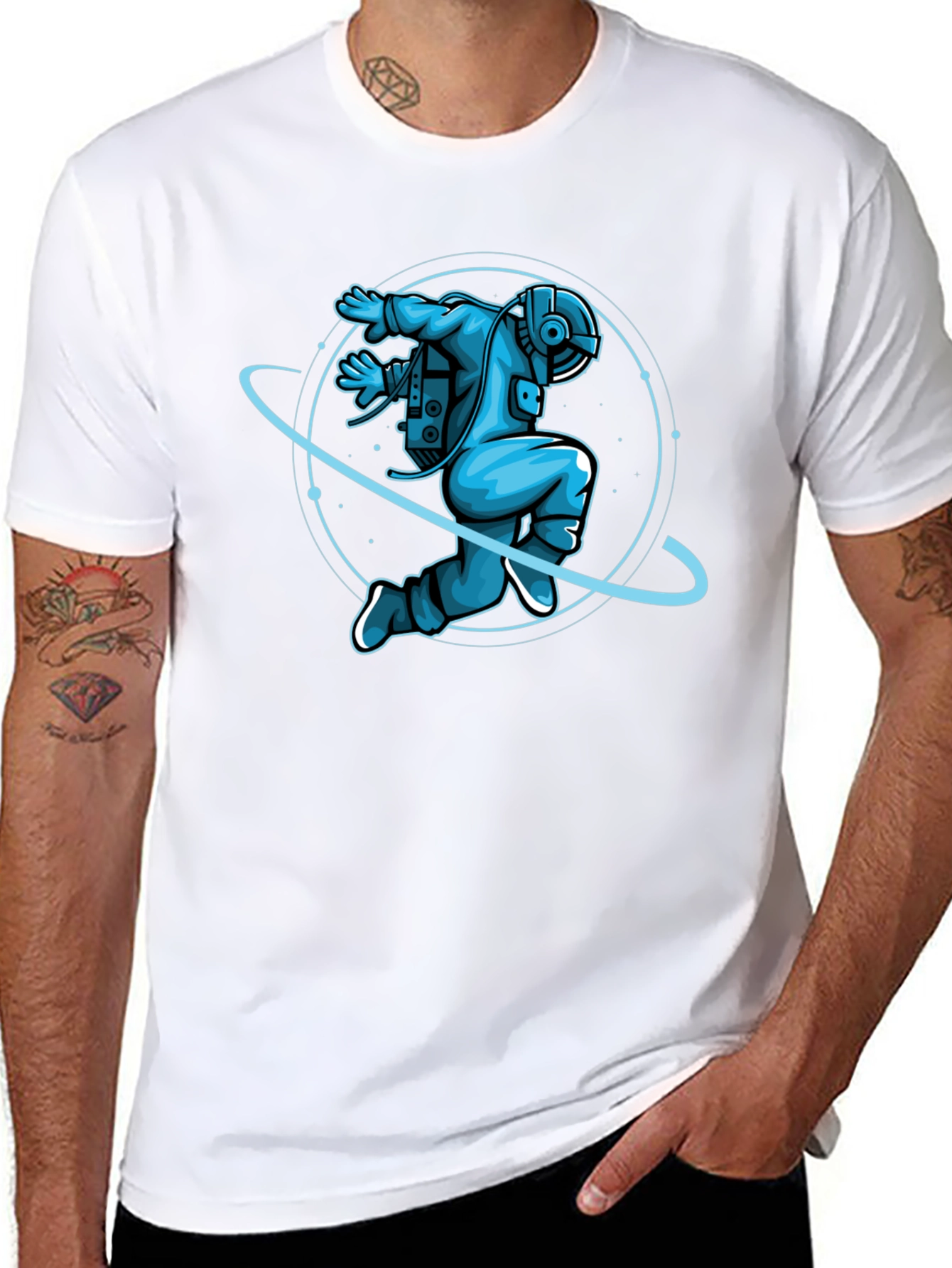 Astronaut Graphic T-Shirt - Black Crew Neck