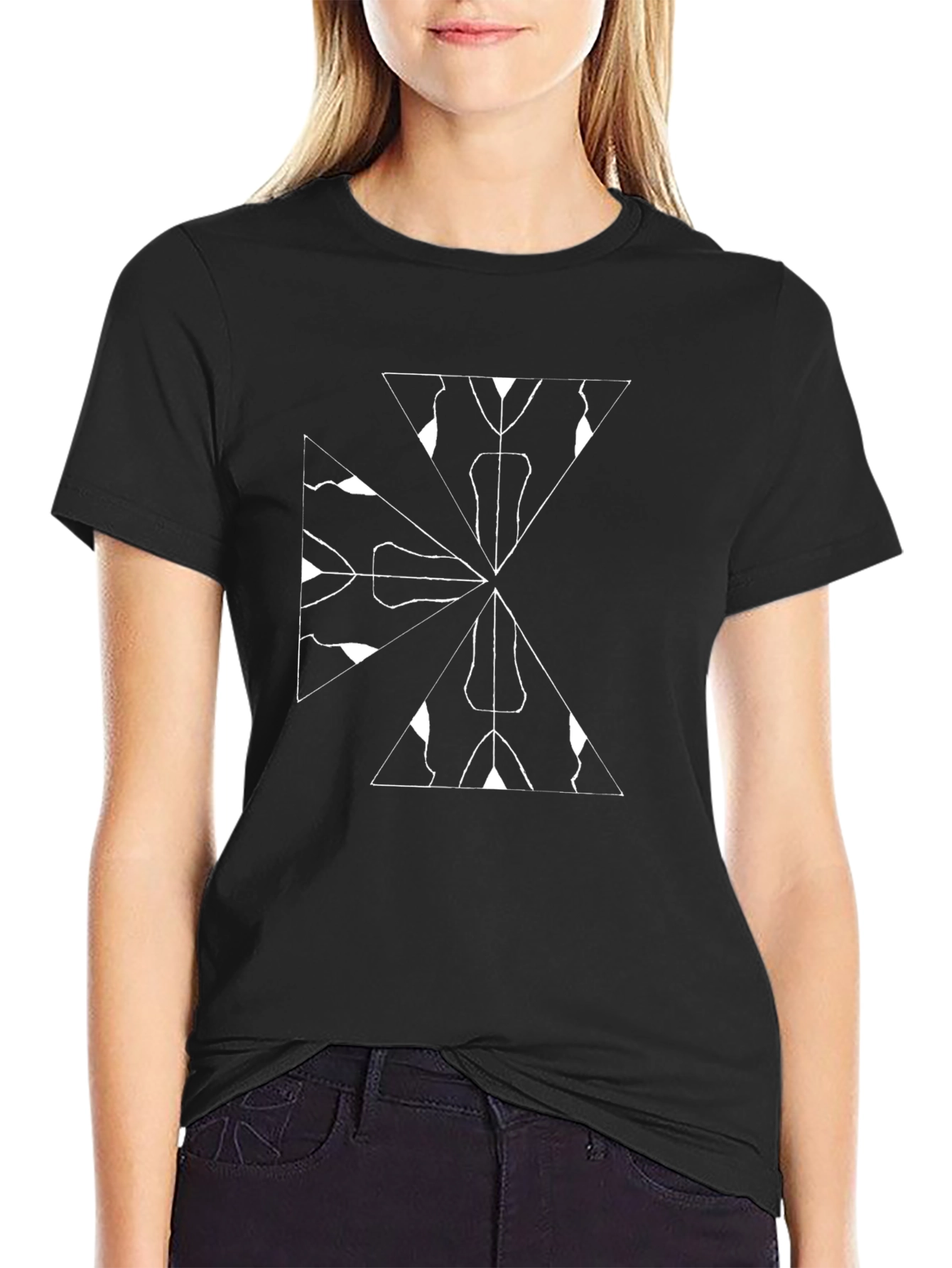 Abstract Geometric T-Shirt - Stylish Black Tee
