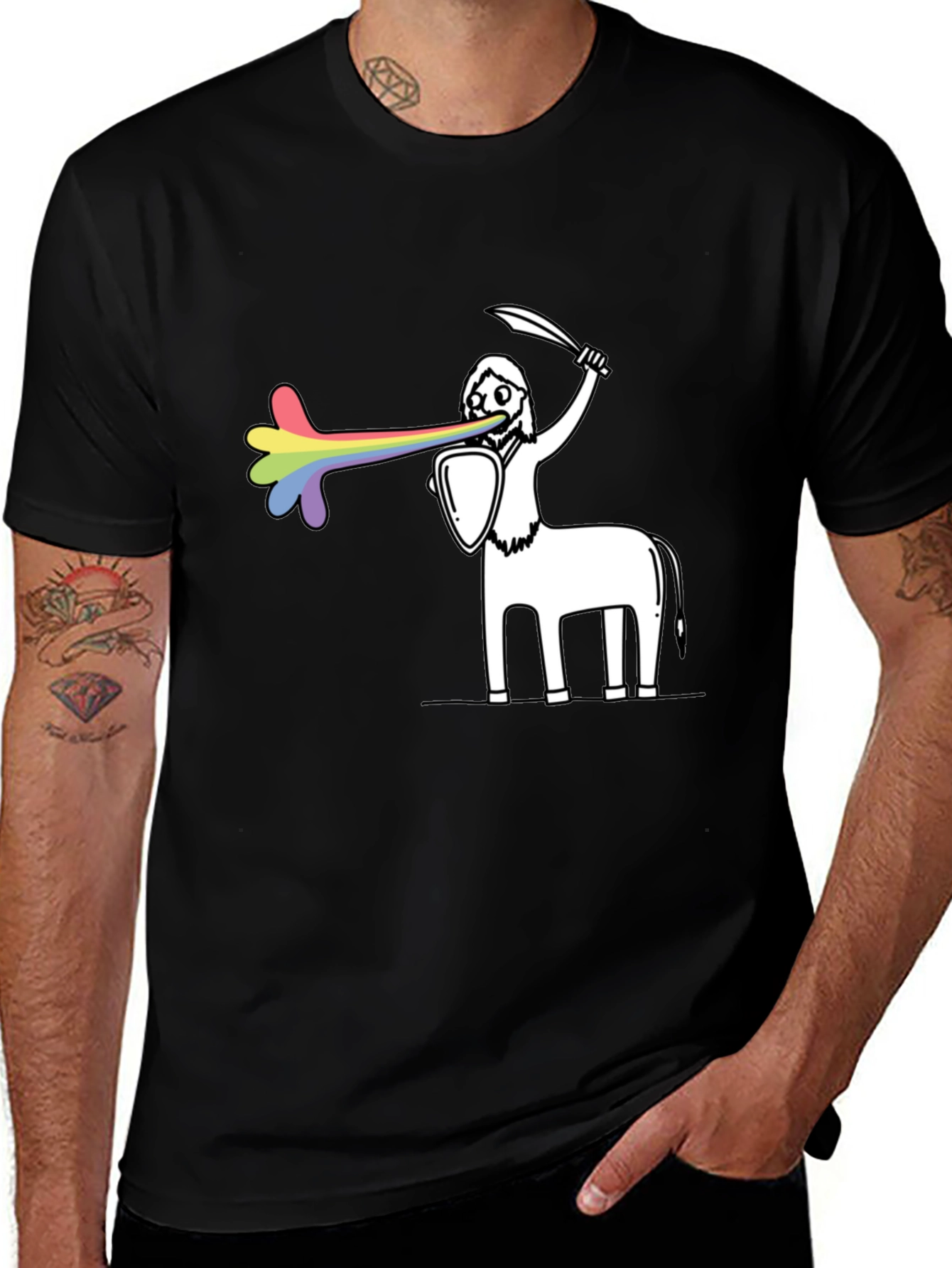 Rainbow Centaur Warrior Graphic Tee