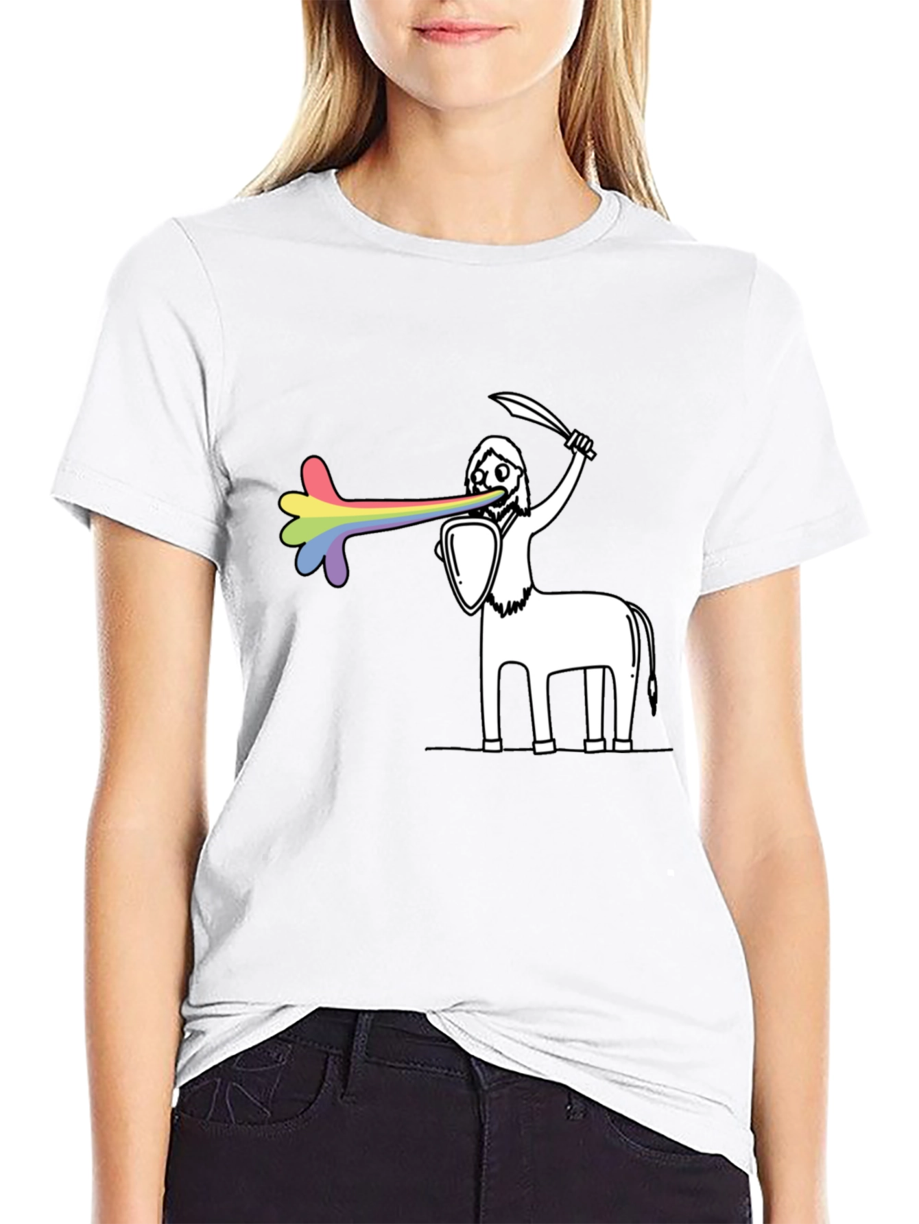 Rainbow Centaur Warrior Graphic Tee
