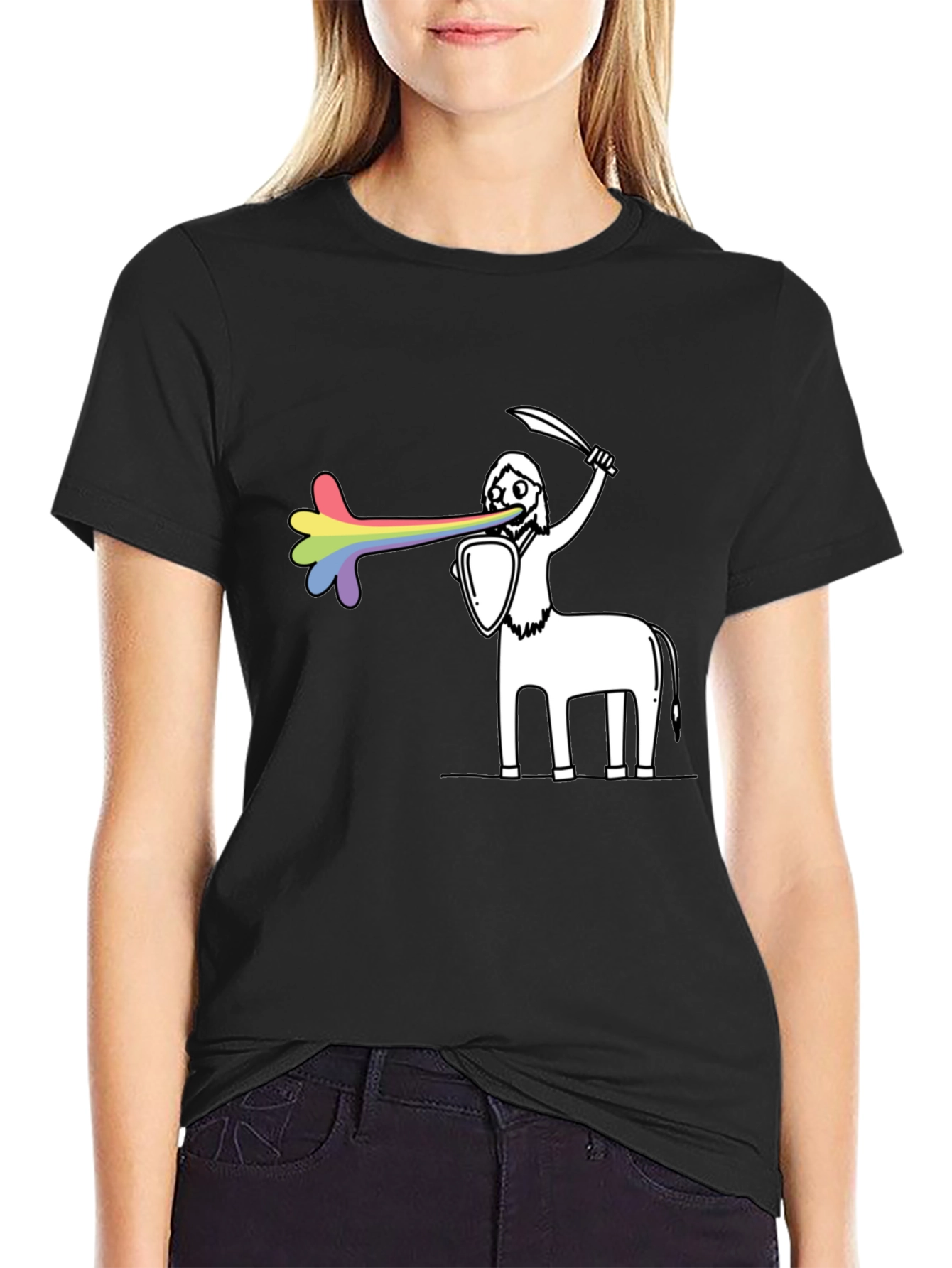 Rainbow Centaur Warrior Graphic Tee