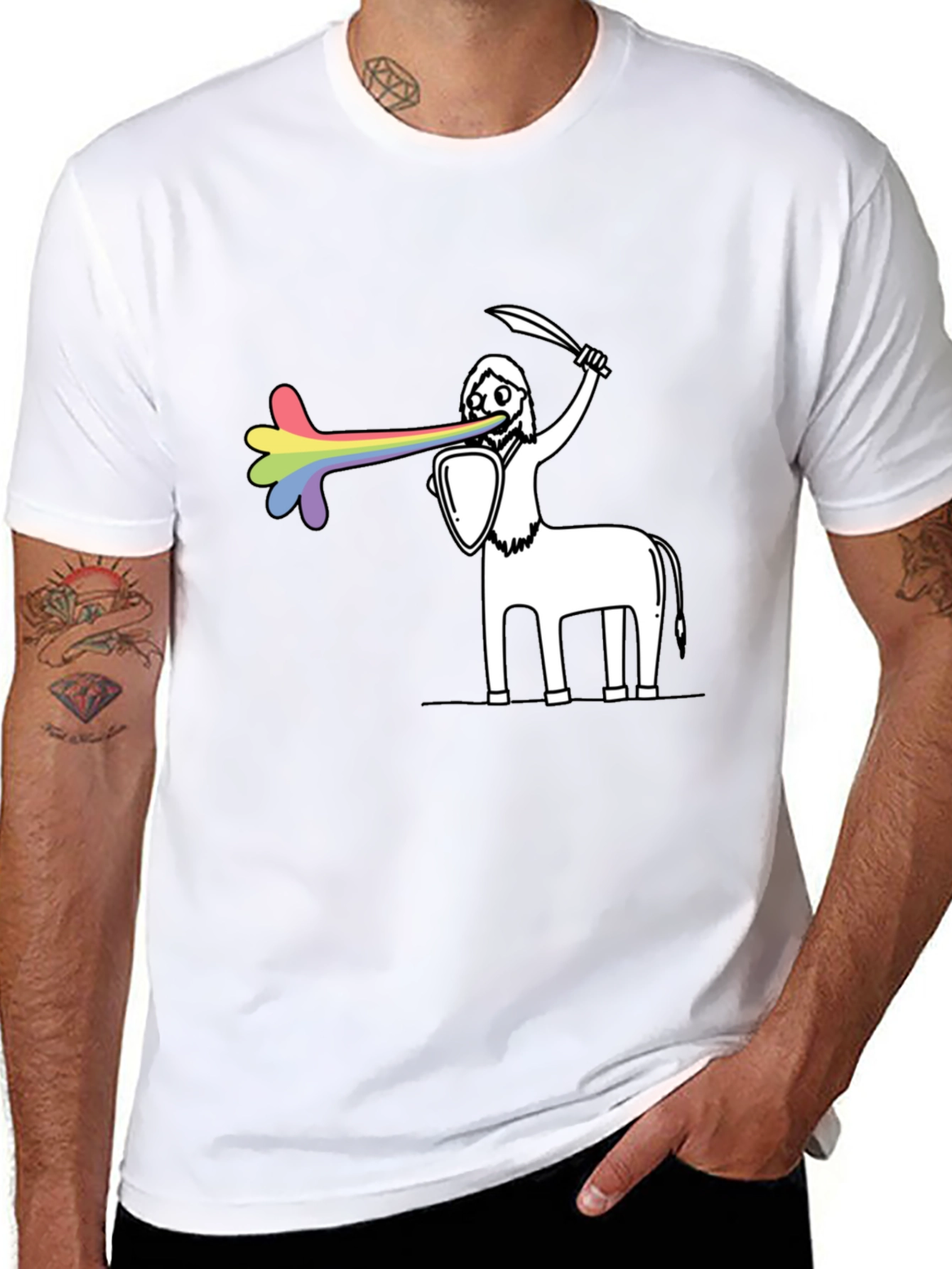 Rainbow Centaur Warrior Graphic Tee