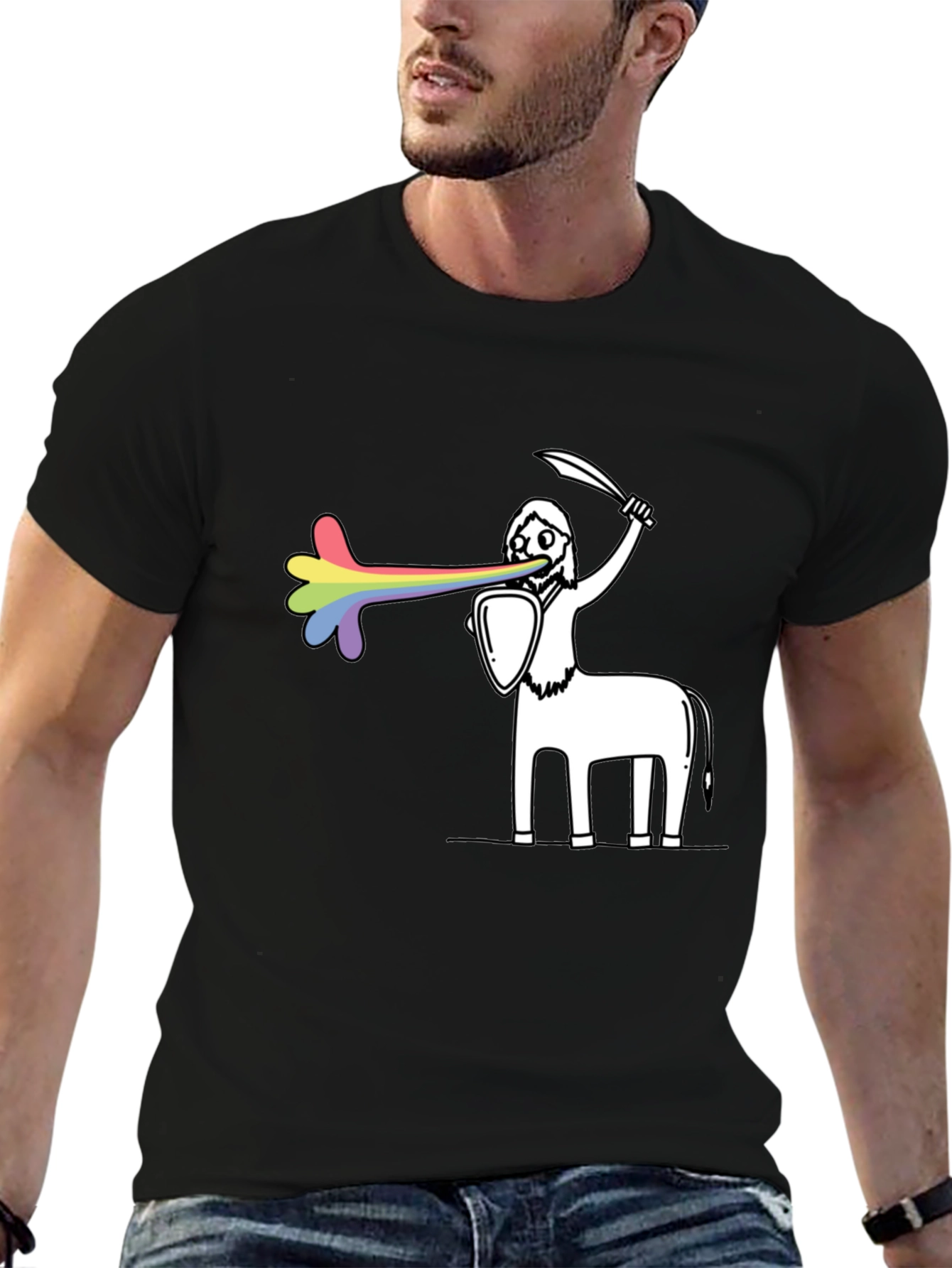 Rainbow Centaur Warrior Graphic Tee