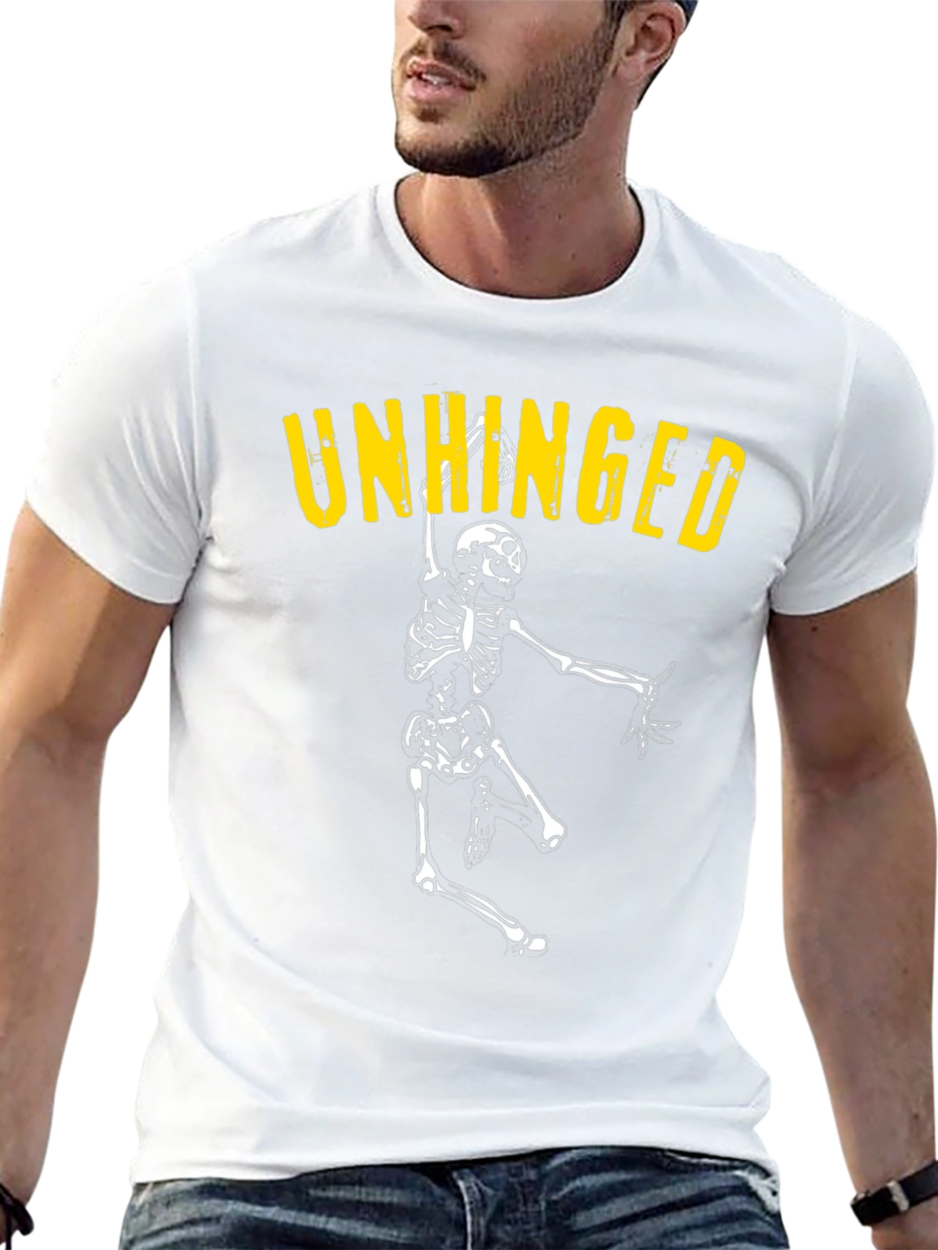 Unhinged Skeleton Graphic Tee - Black Cotton T-Shirt