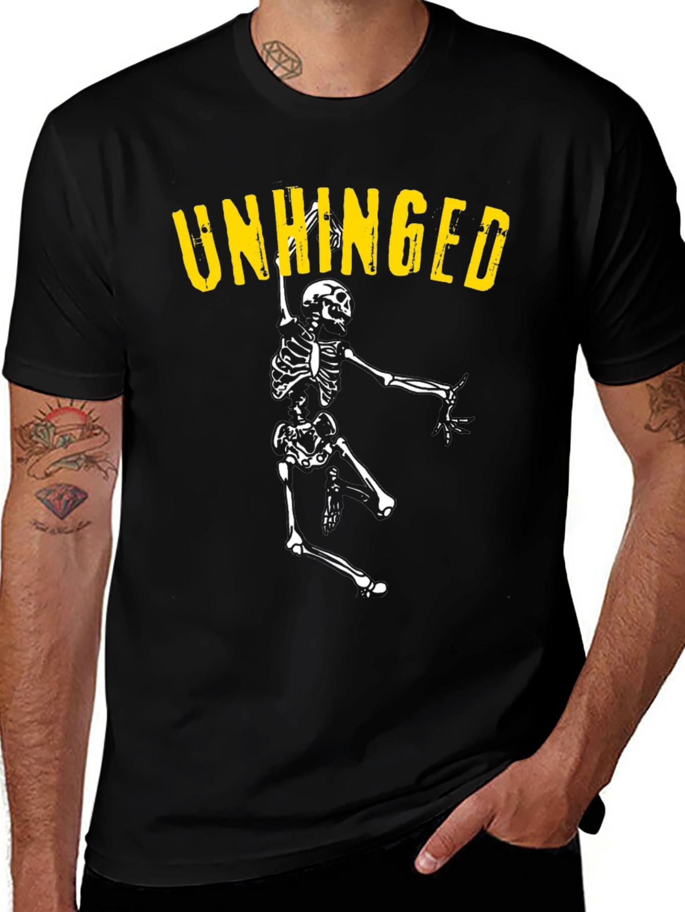 Unhinged Skeleton Graphic Tee - Black Cotton T-Shirt
