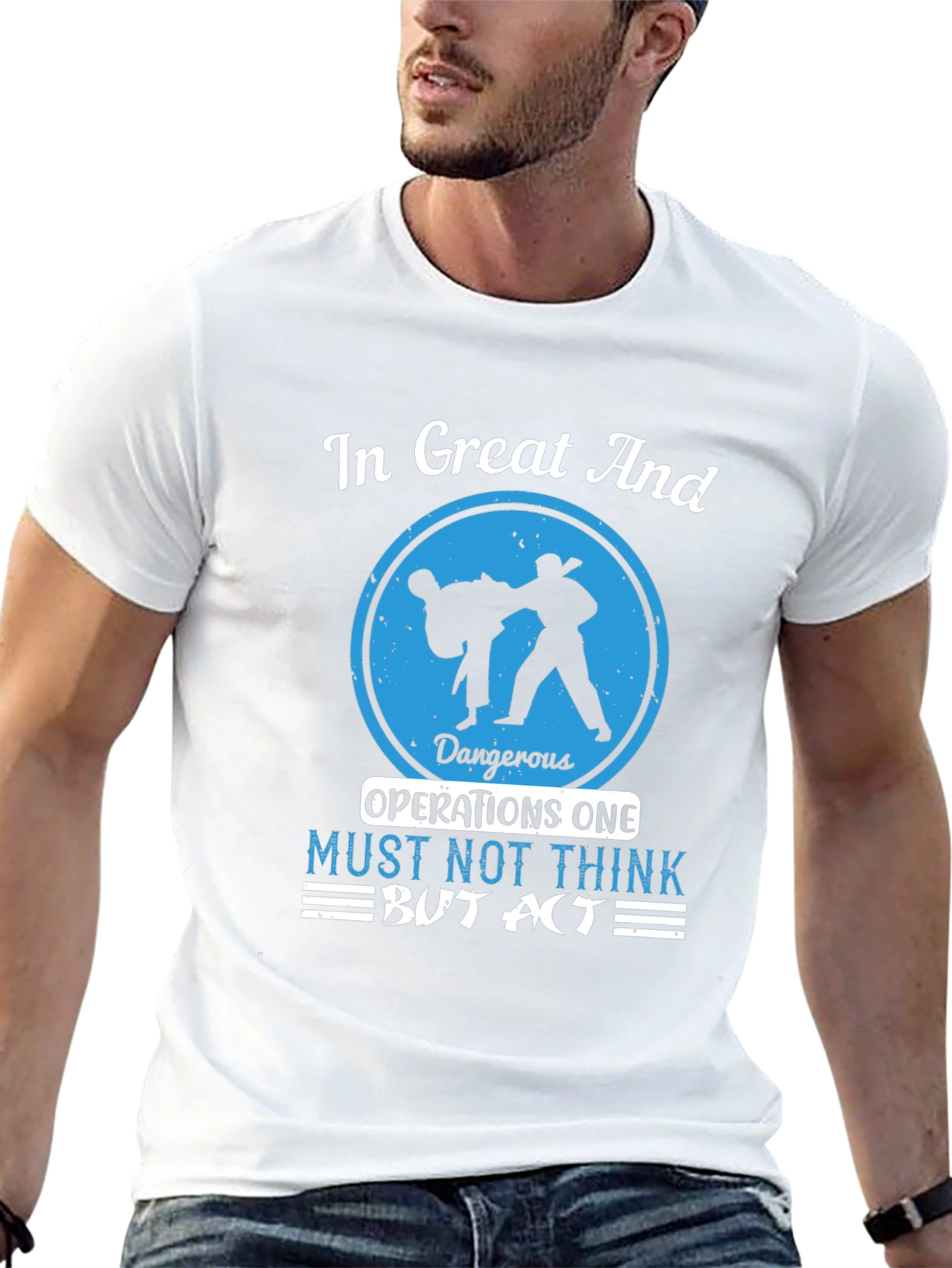 Martial Arts Graphic T-Shirt - Act Dont Think