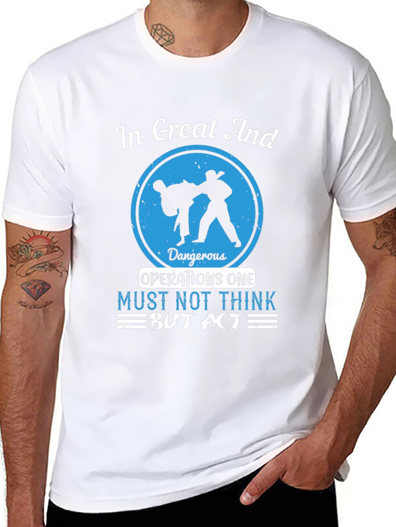 Martial Arts Graphic T-Shirt - Act Dont Think