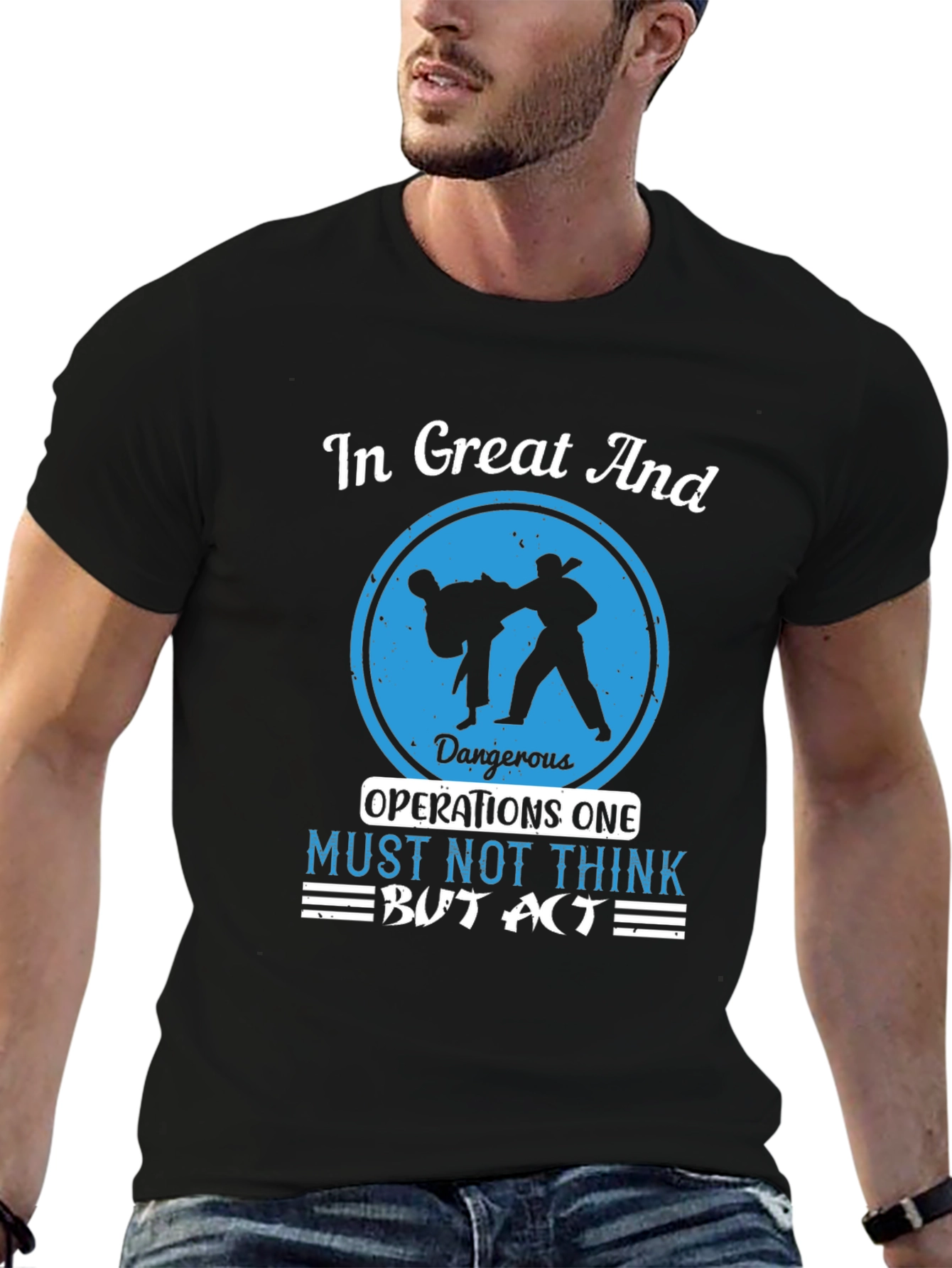Martial Arts Graphic T-Shirt - Act Dont Think