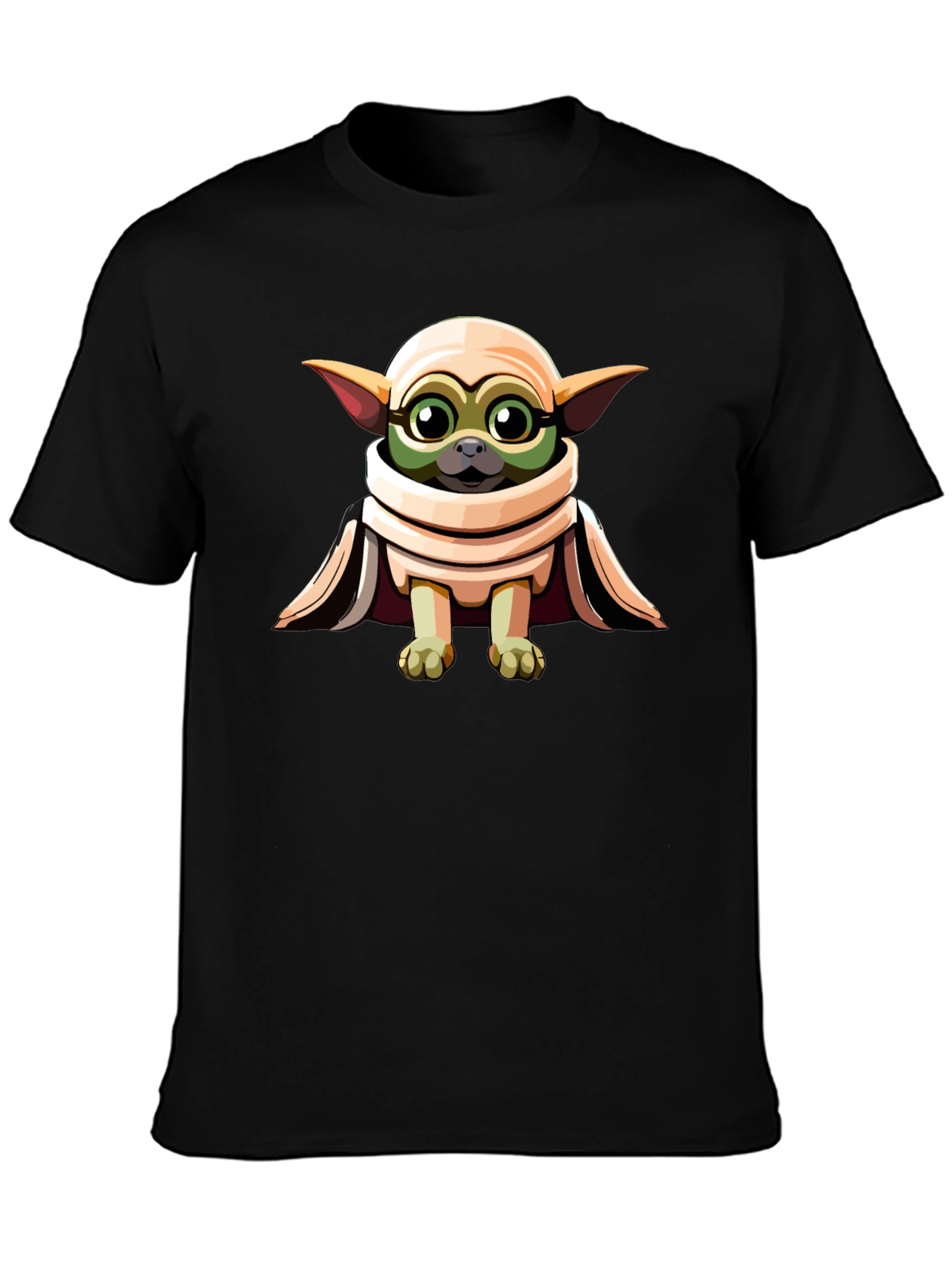 Grogu-Inspired Graphic Tee - Black Cotton Blend